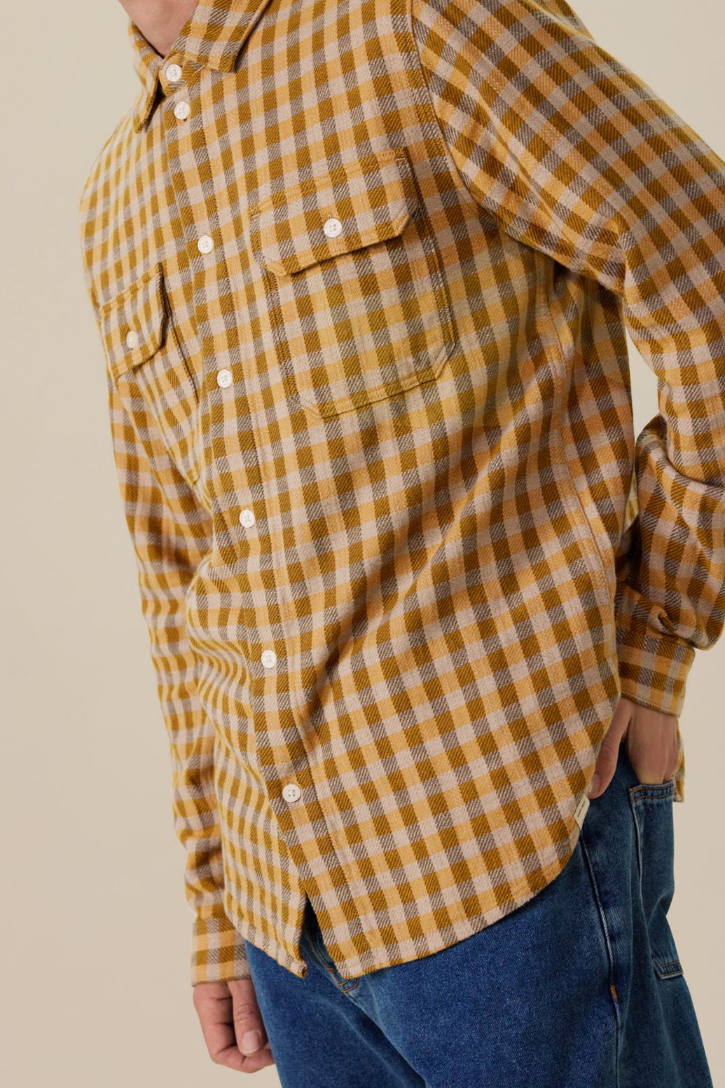 Kariertes Hemd - ockergelb