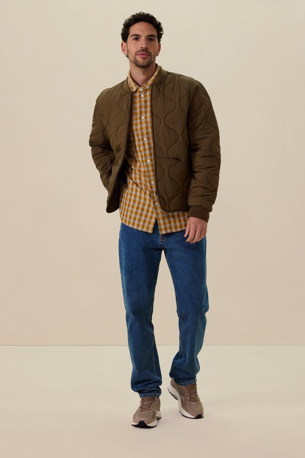 Donkergroene quilted jas