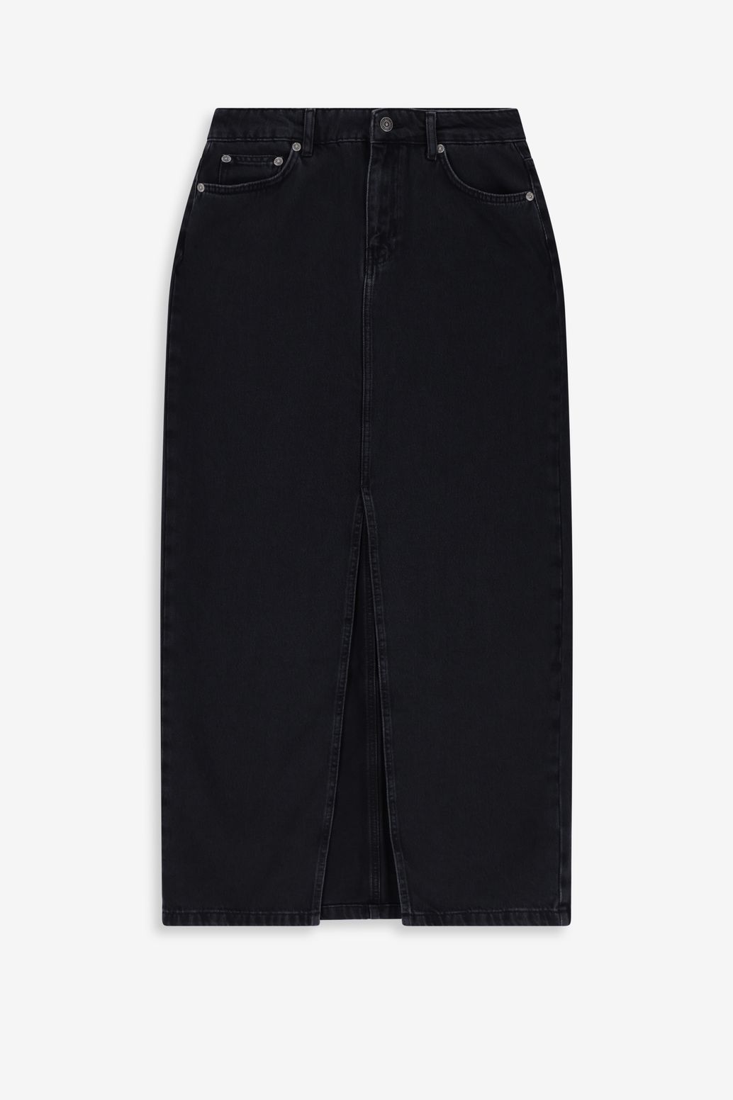 Maxi-Jeansrock mit Schlitz - dunkelgrau