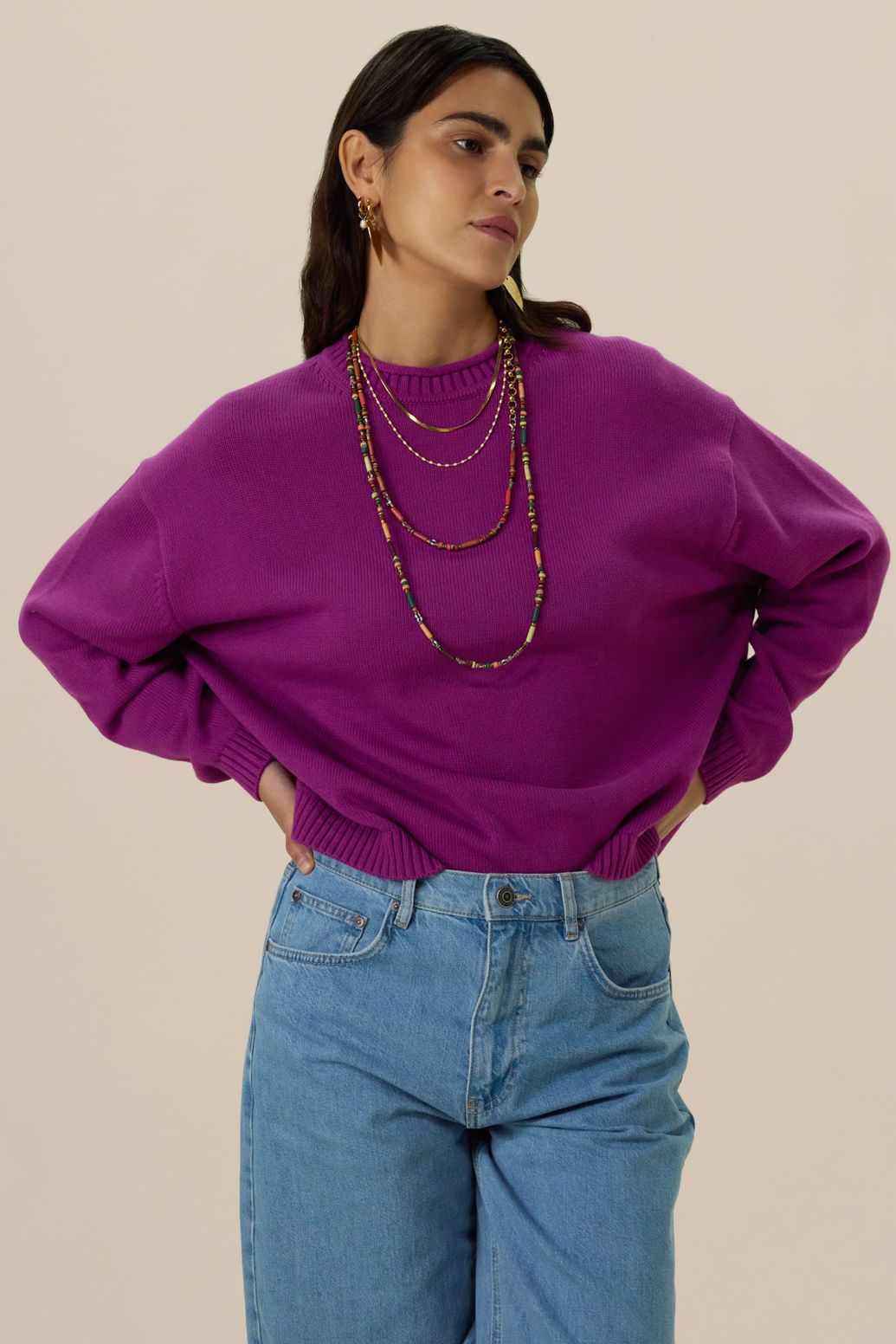 Strickpullover - lila