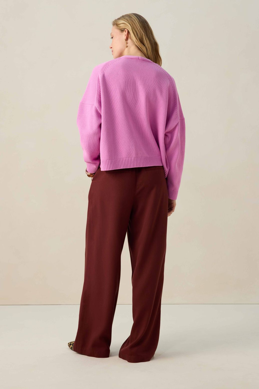 Strickjacke mit V-Ausschnitt - rosa