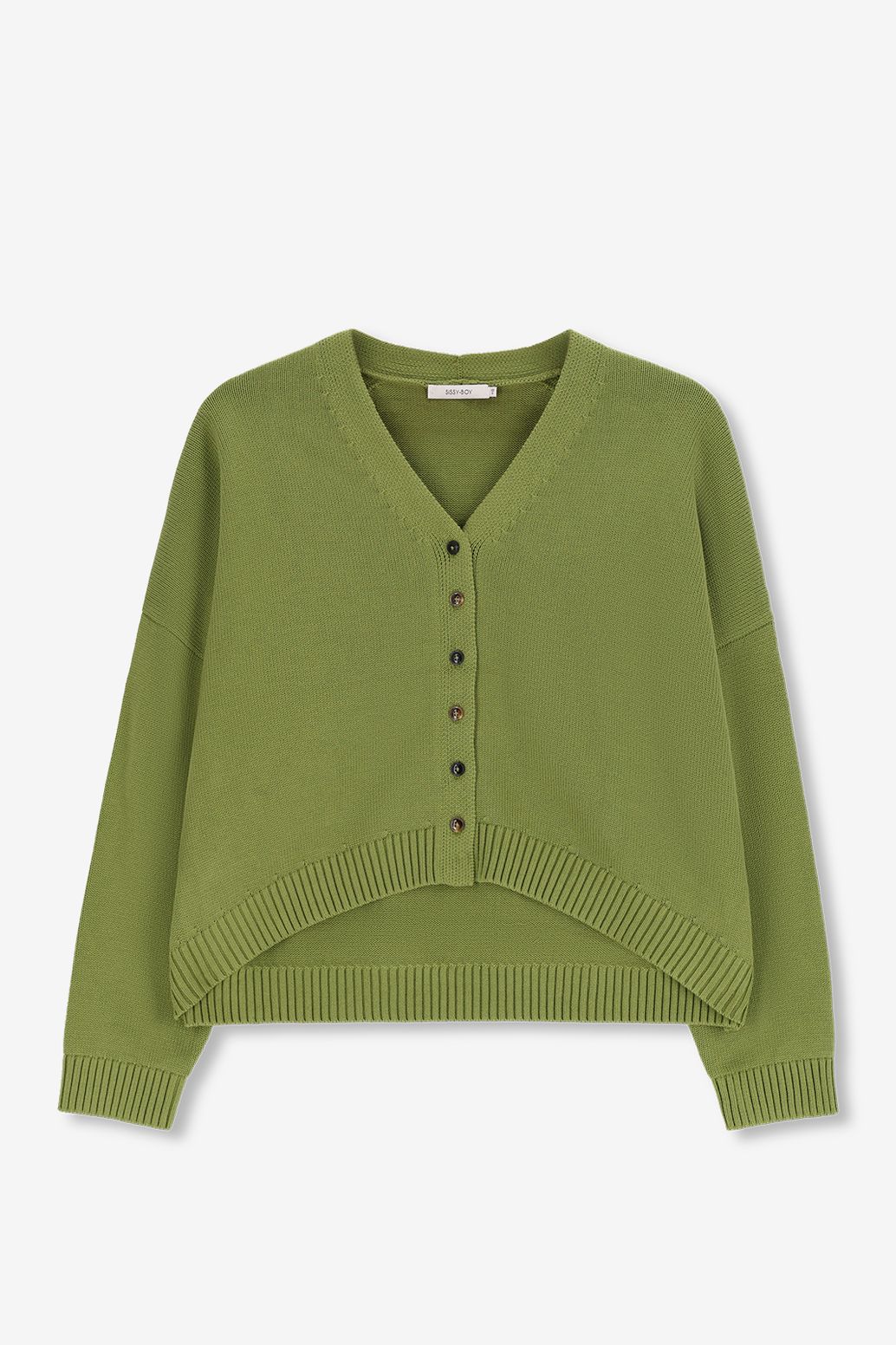 Groen gebreid vest met V-hals