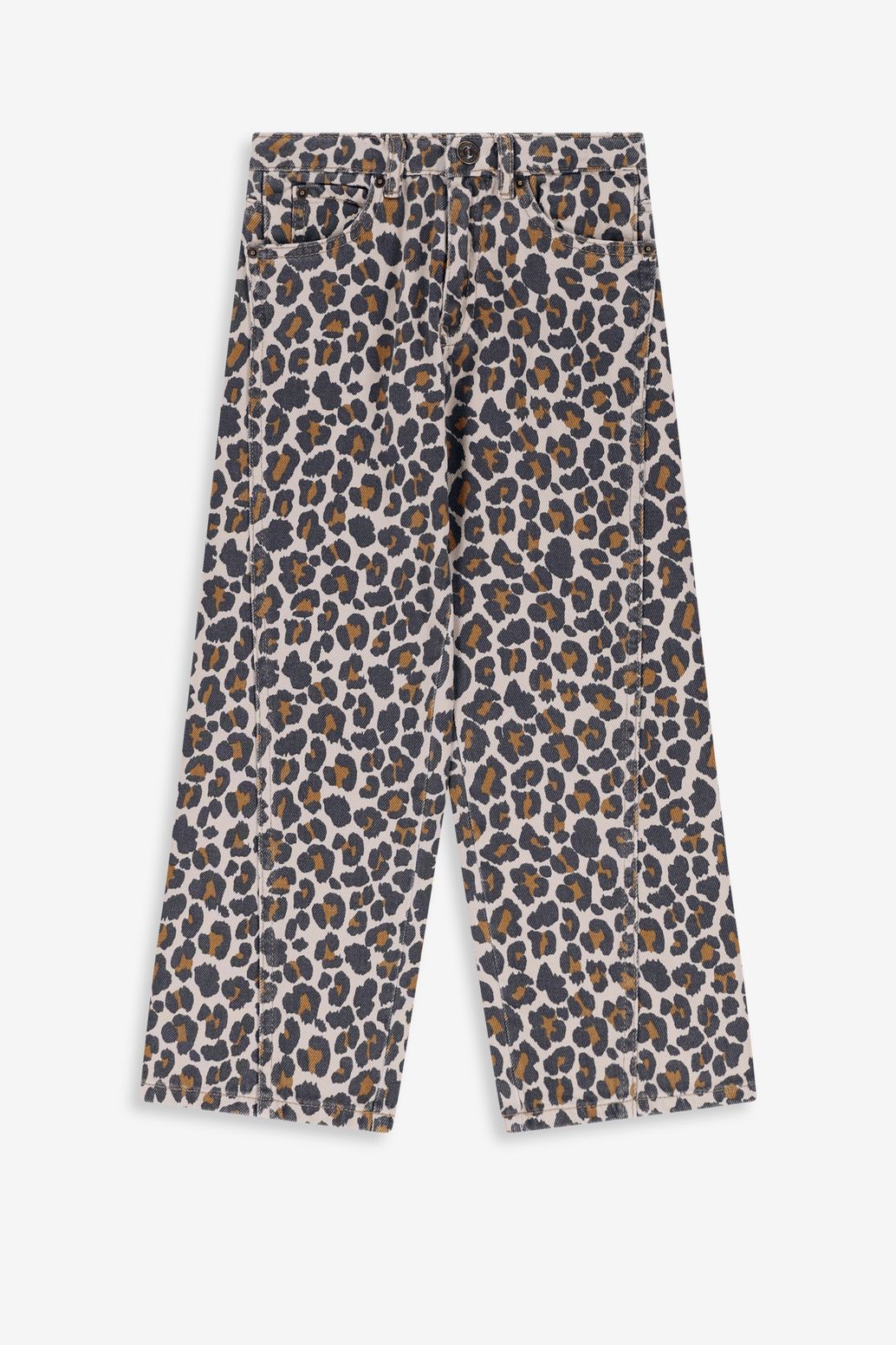 Jeans mit geradem Schnitt und Leoprint - braun