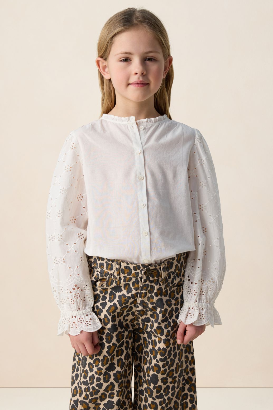 Jeans mit geradem Schnitt und Leoprint - braun