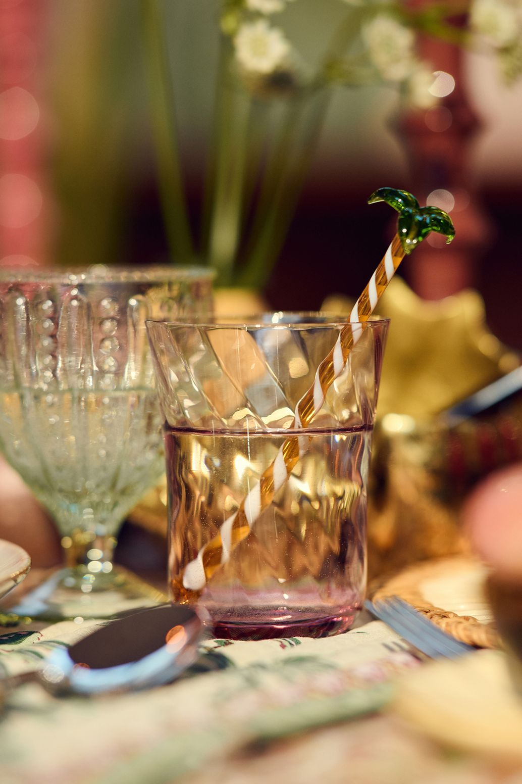 Cocktailstab aus Glas Palme