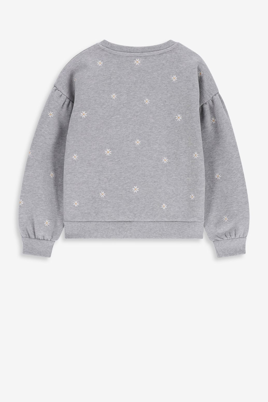 Grijze sweater met madeliefjes embroidery