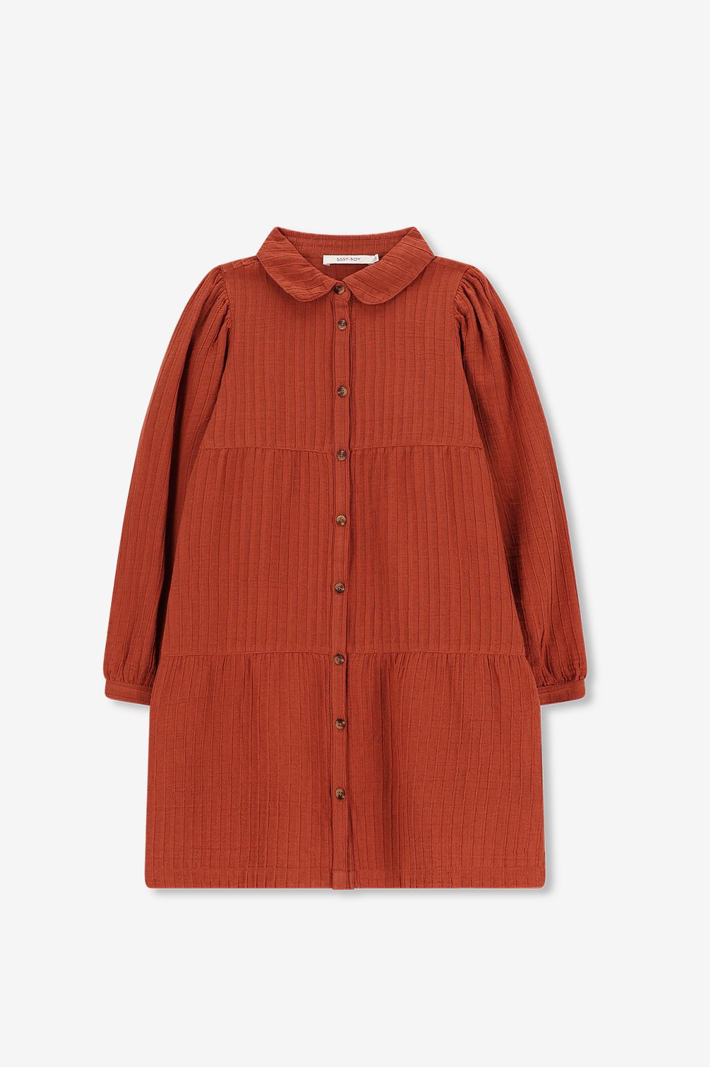 Robe à volants - marron-rouge