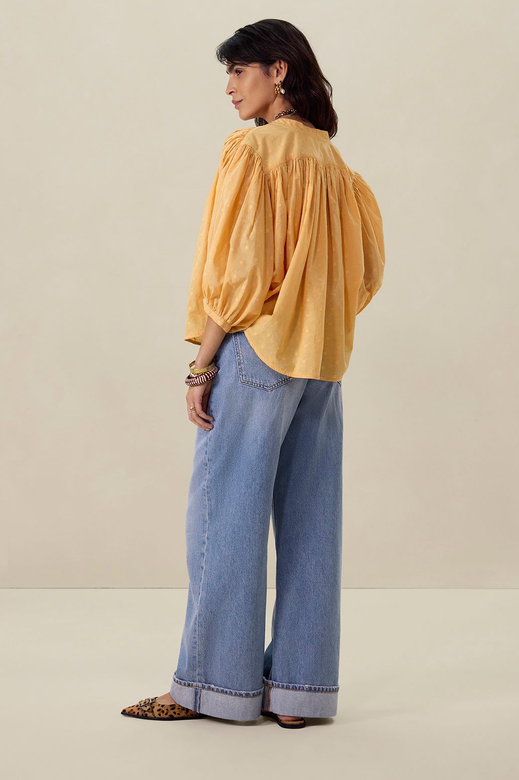 Blouse jacquard - orange clair