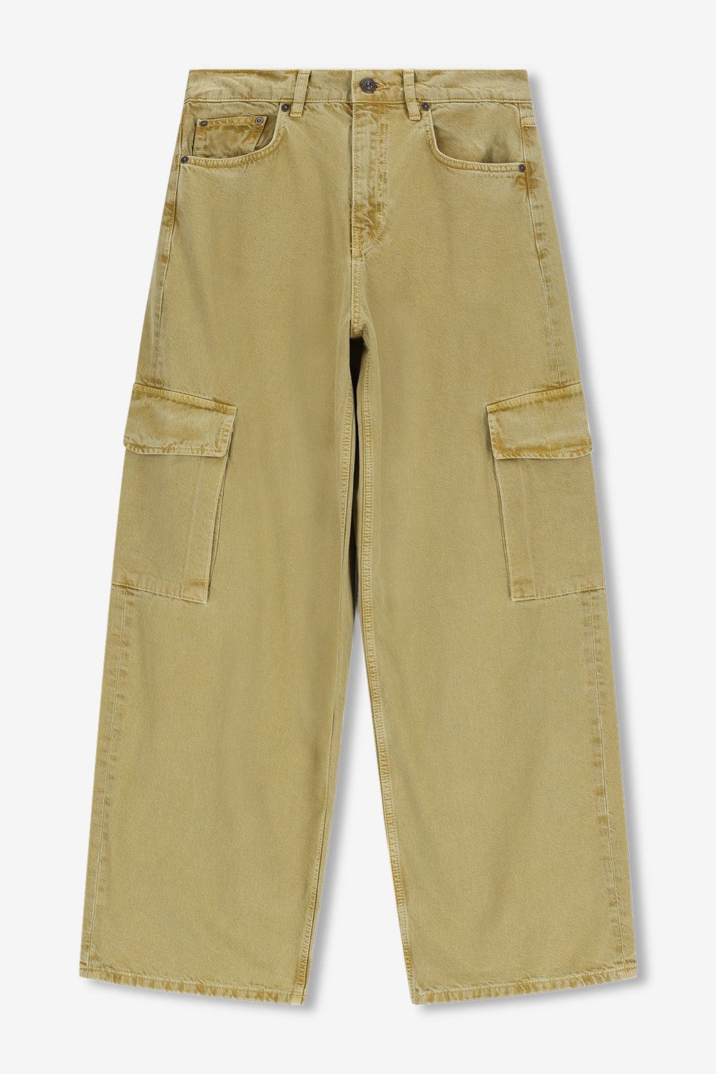 Donkergele high waist cargo broek