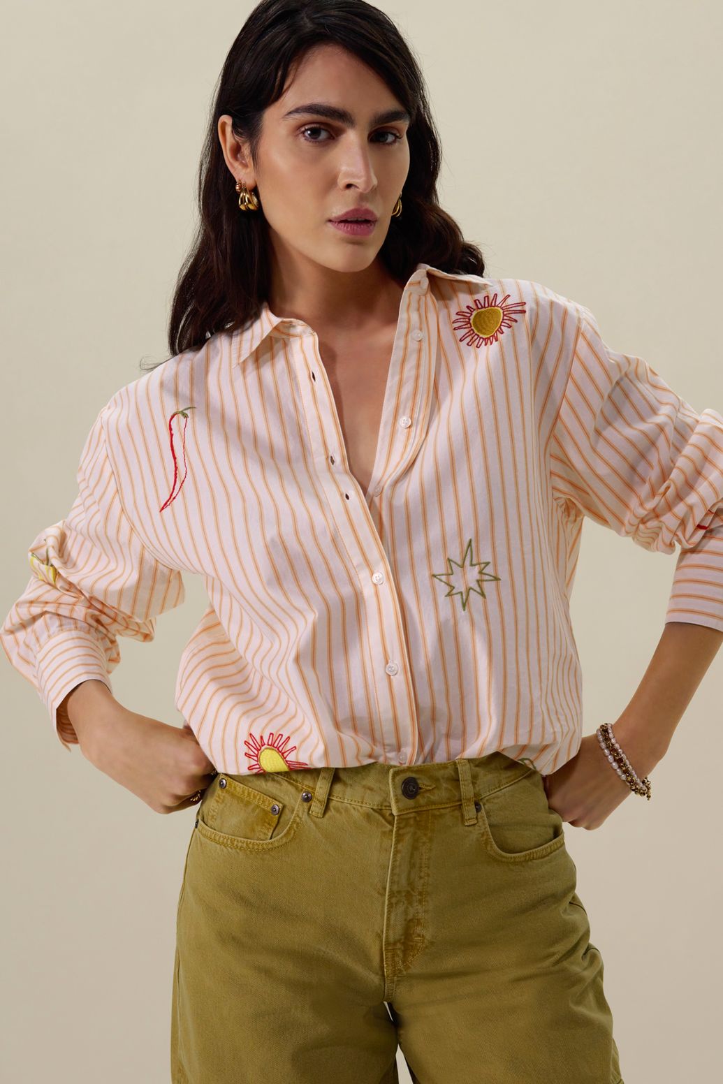 Donkergele high waist cargo broek