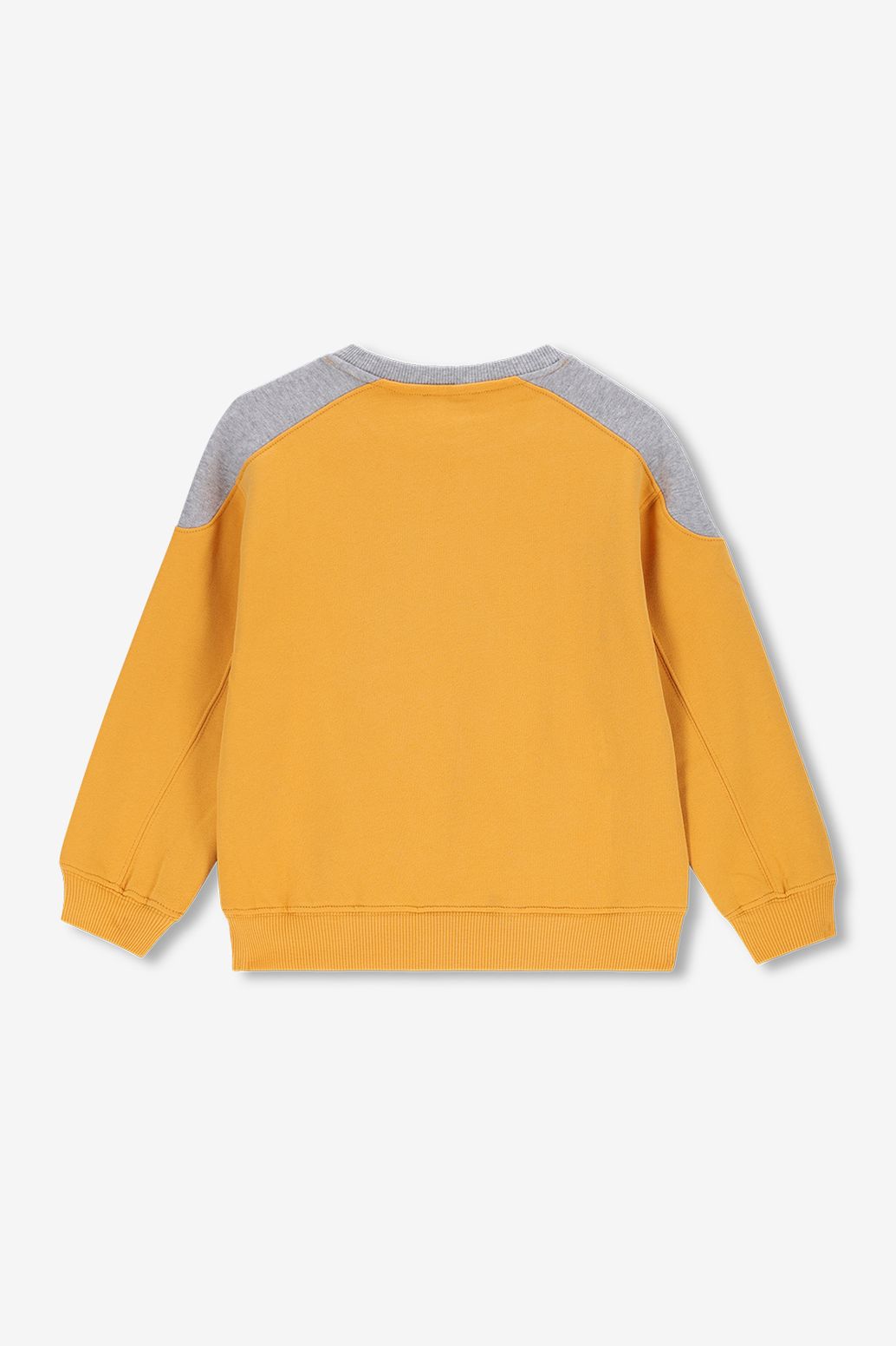 Gele colourblock sweater met artwork