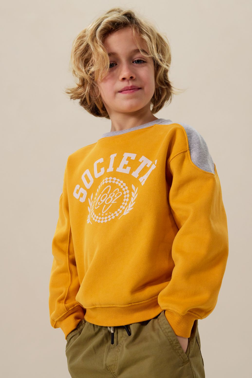 Colorblocking-Sweater mit Artwork - gelb
