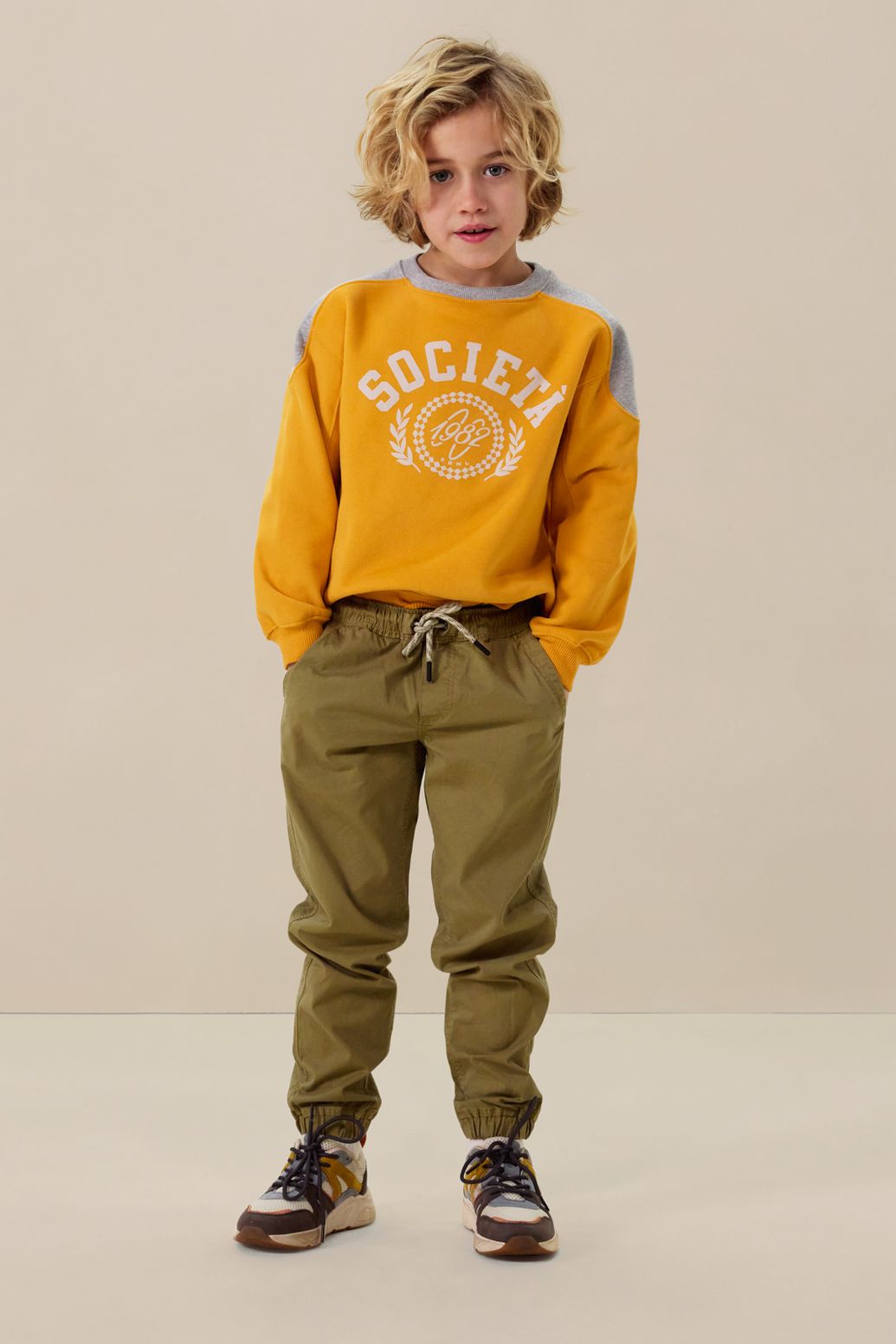 Colorblocking-Sweater mit Artwork - gelb
