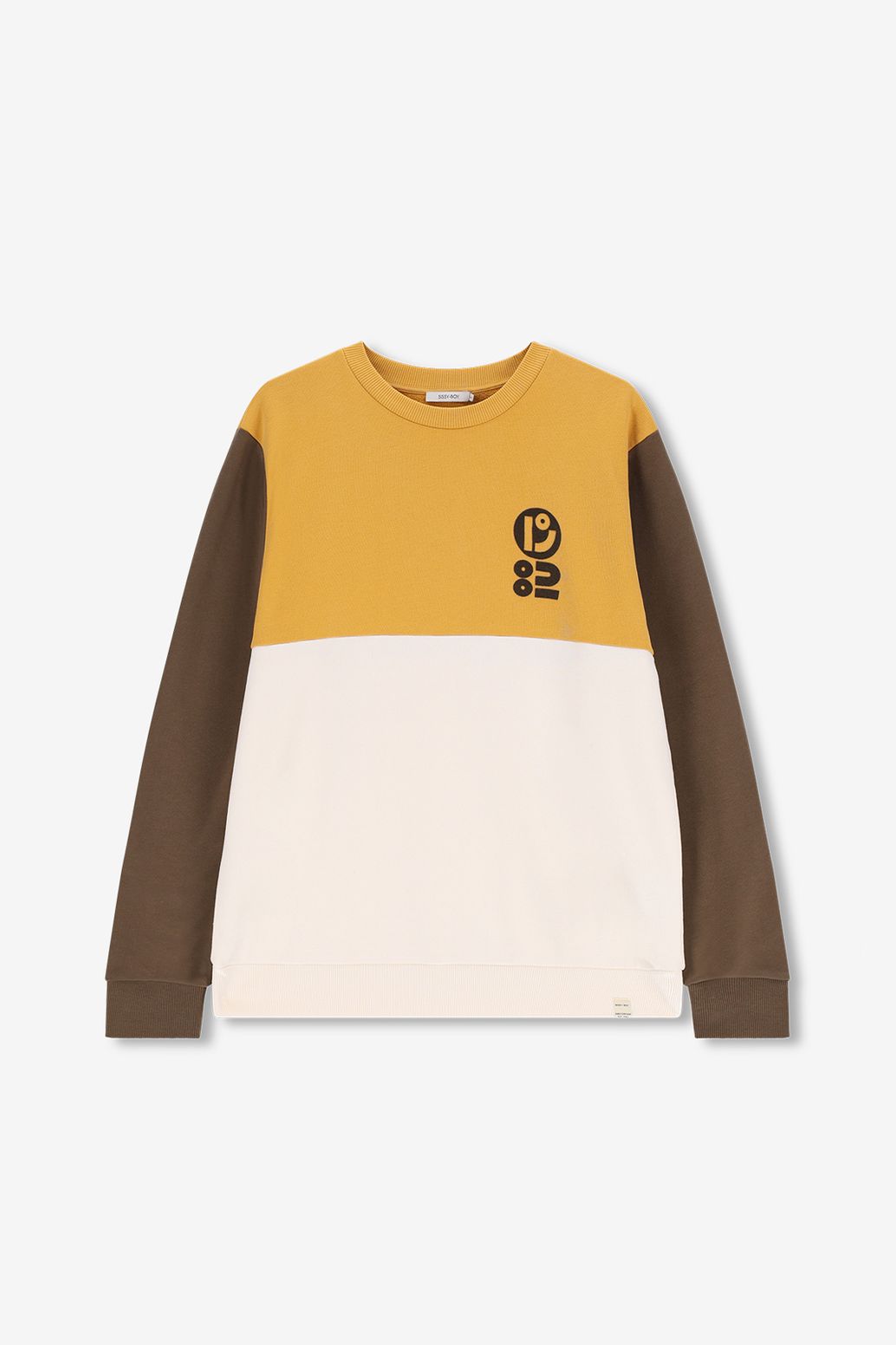 Colorblocking-Sweater mit Artwork-Print - dunkelgrün