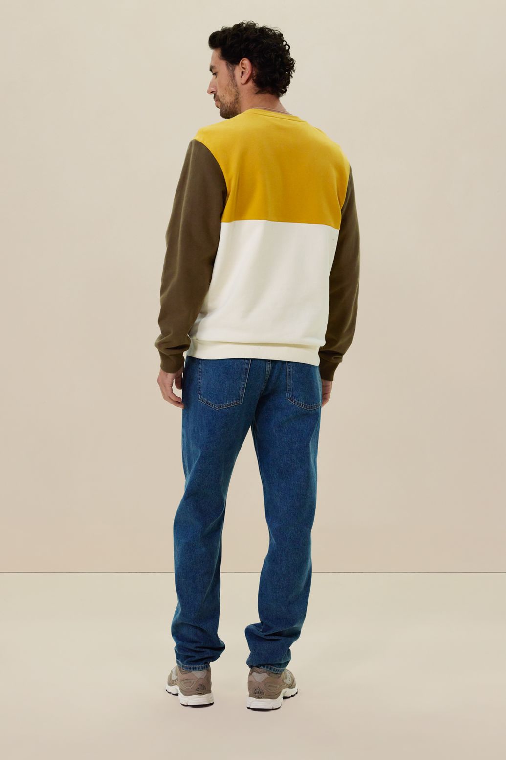 Colorblocking-Sweater mit Artwork-Print - dunkelgrün
