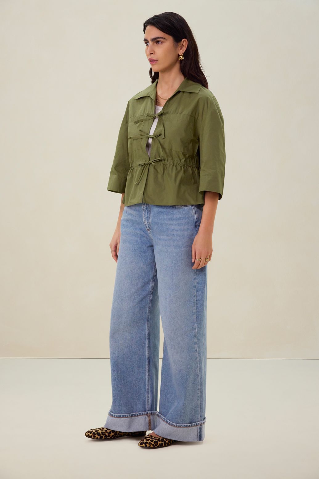 Blouse avec liens à nouer - vert
