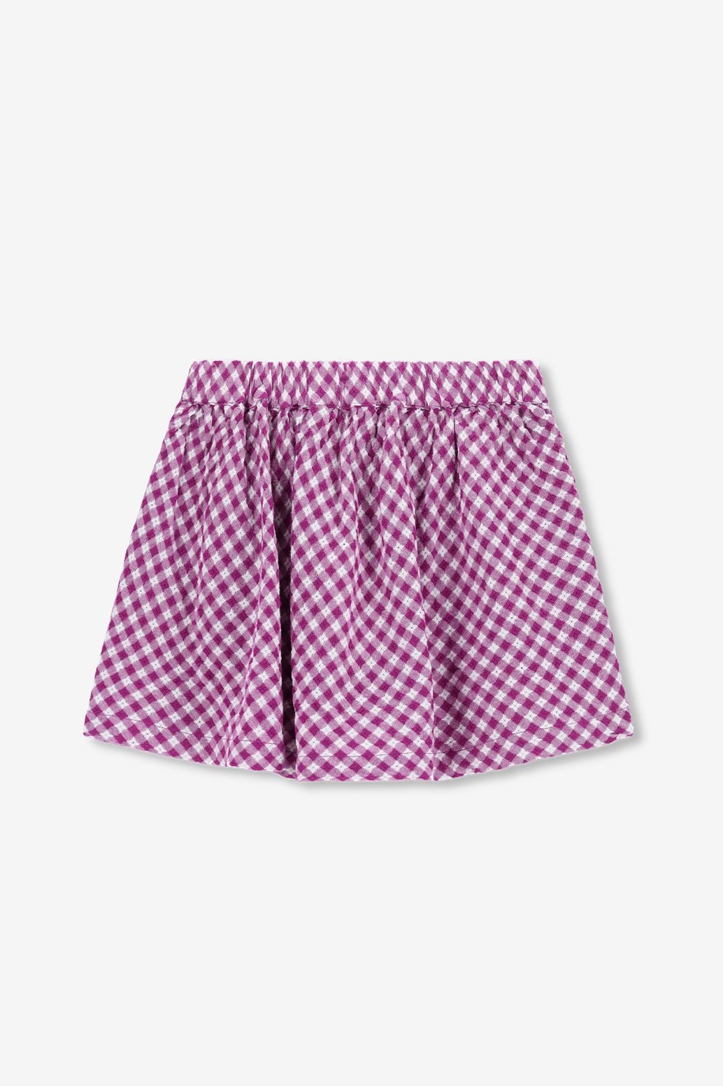 Paarse rok met check-stof