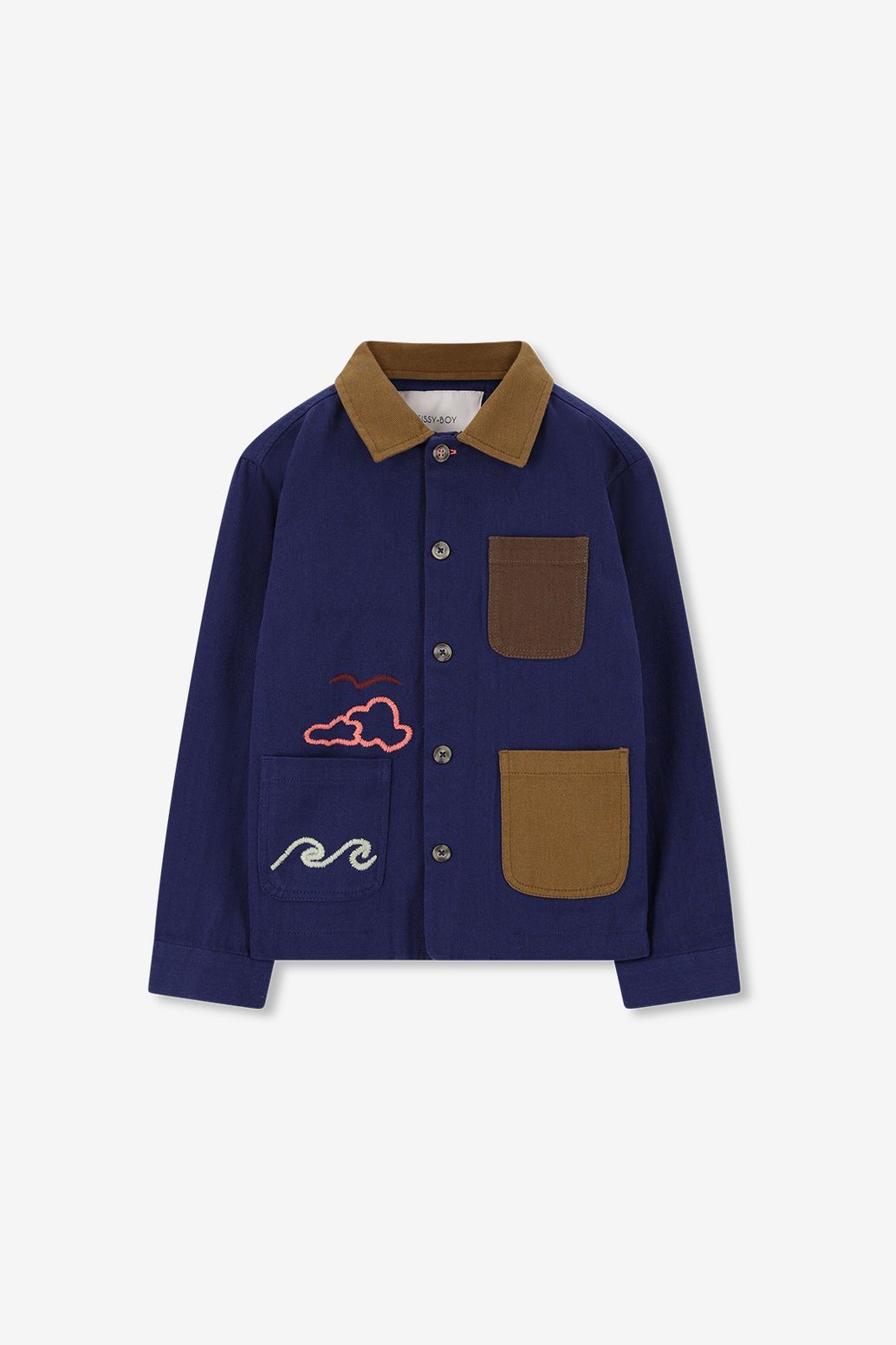 Donkerblauwe colourblock jack met embroidery