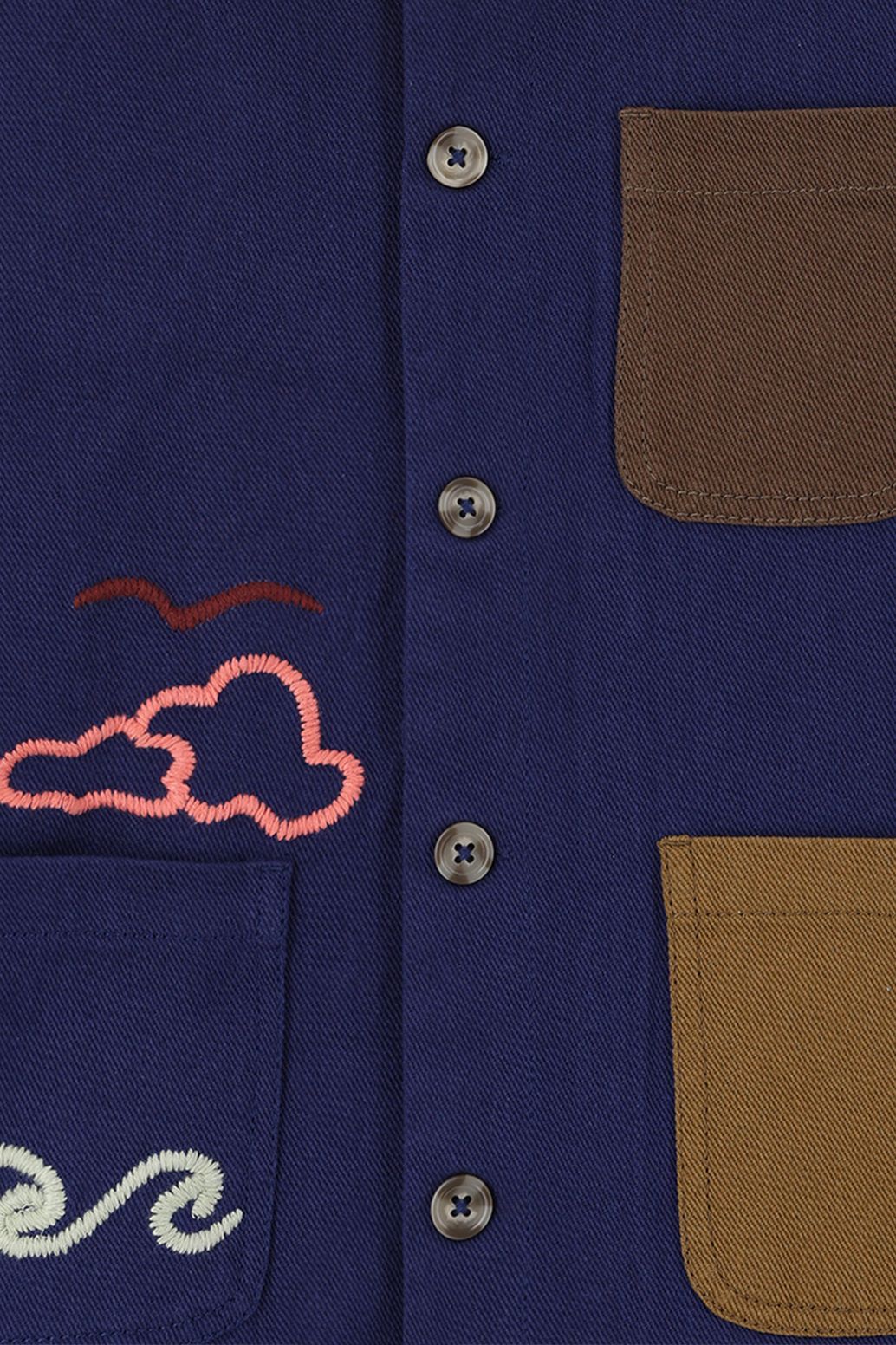 Donkerblauwe colourblock jack met embroidery