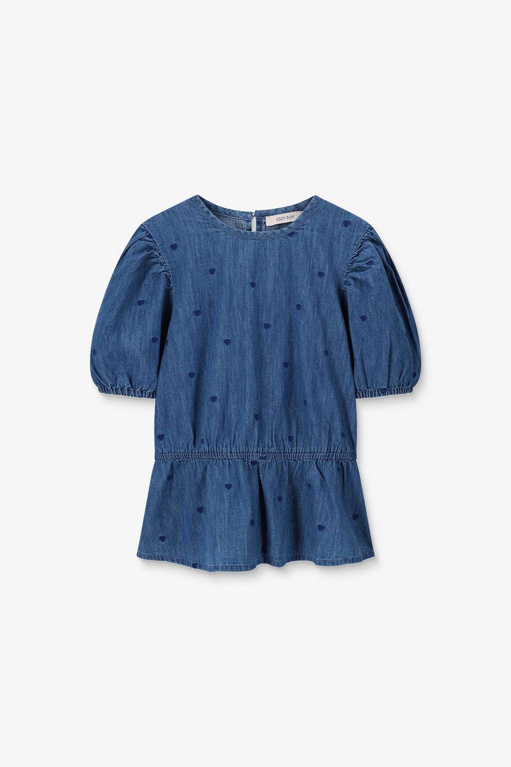 Blauwe denim top met embroidery