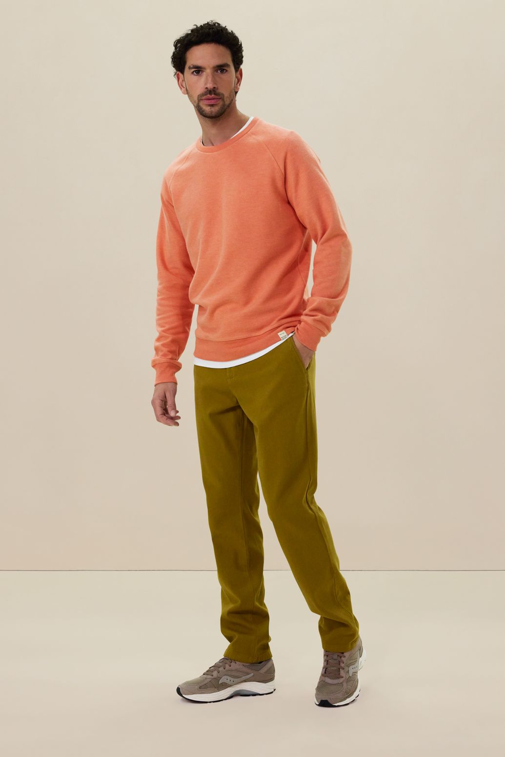 Groene mid-rise chino met elastische taille
