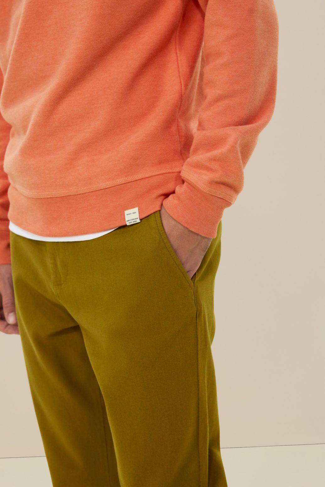 Groene mid-rise chino met elastische taille