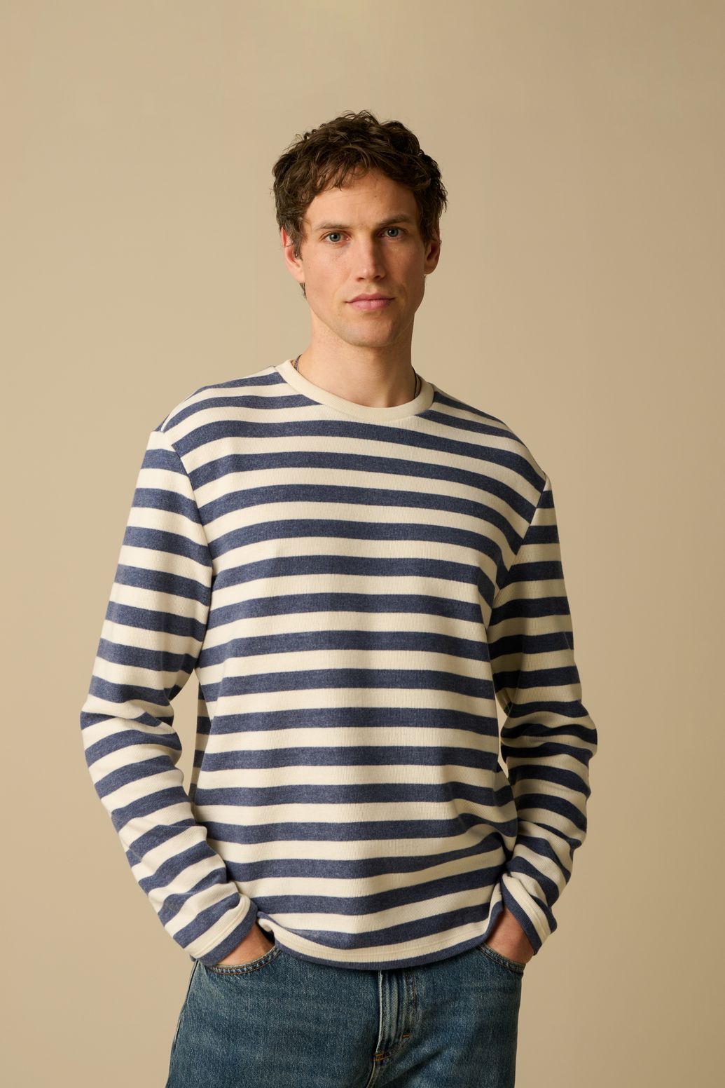 Blauwe gestreepte sweater