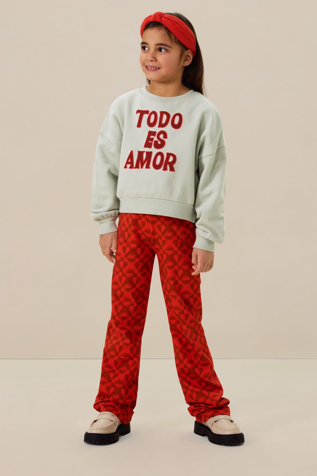 Gerade Leggings mit Print - rot