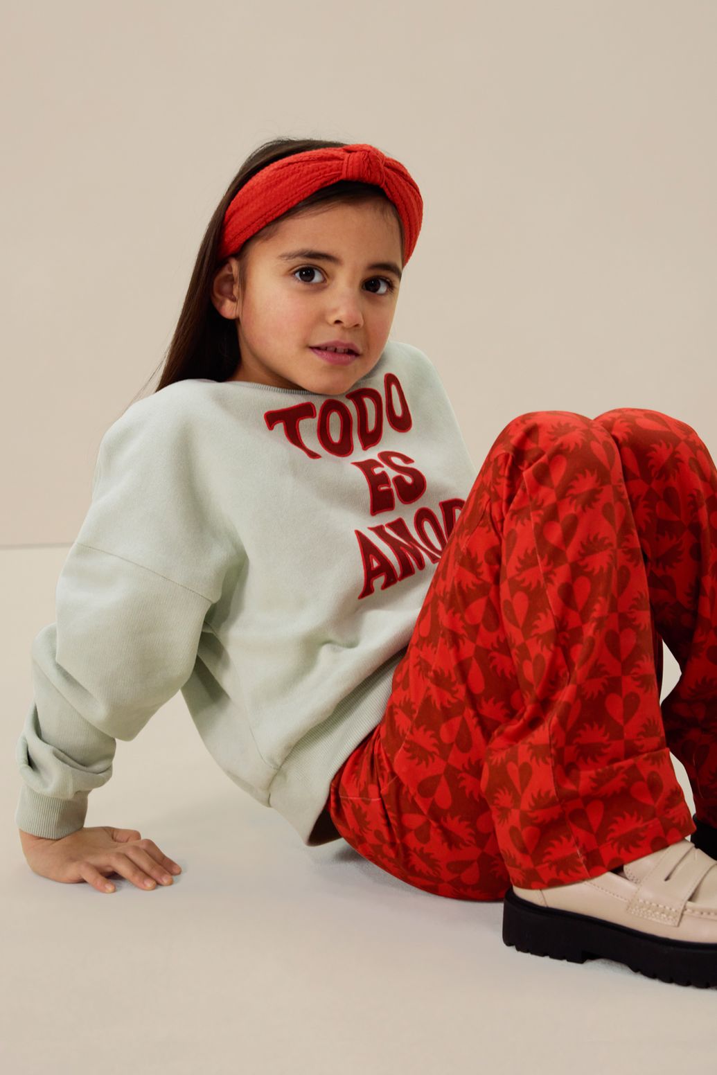 Legging jambes droites avec imprimé - rouge