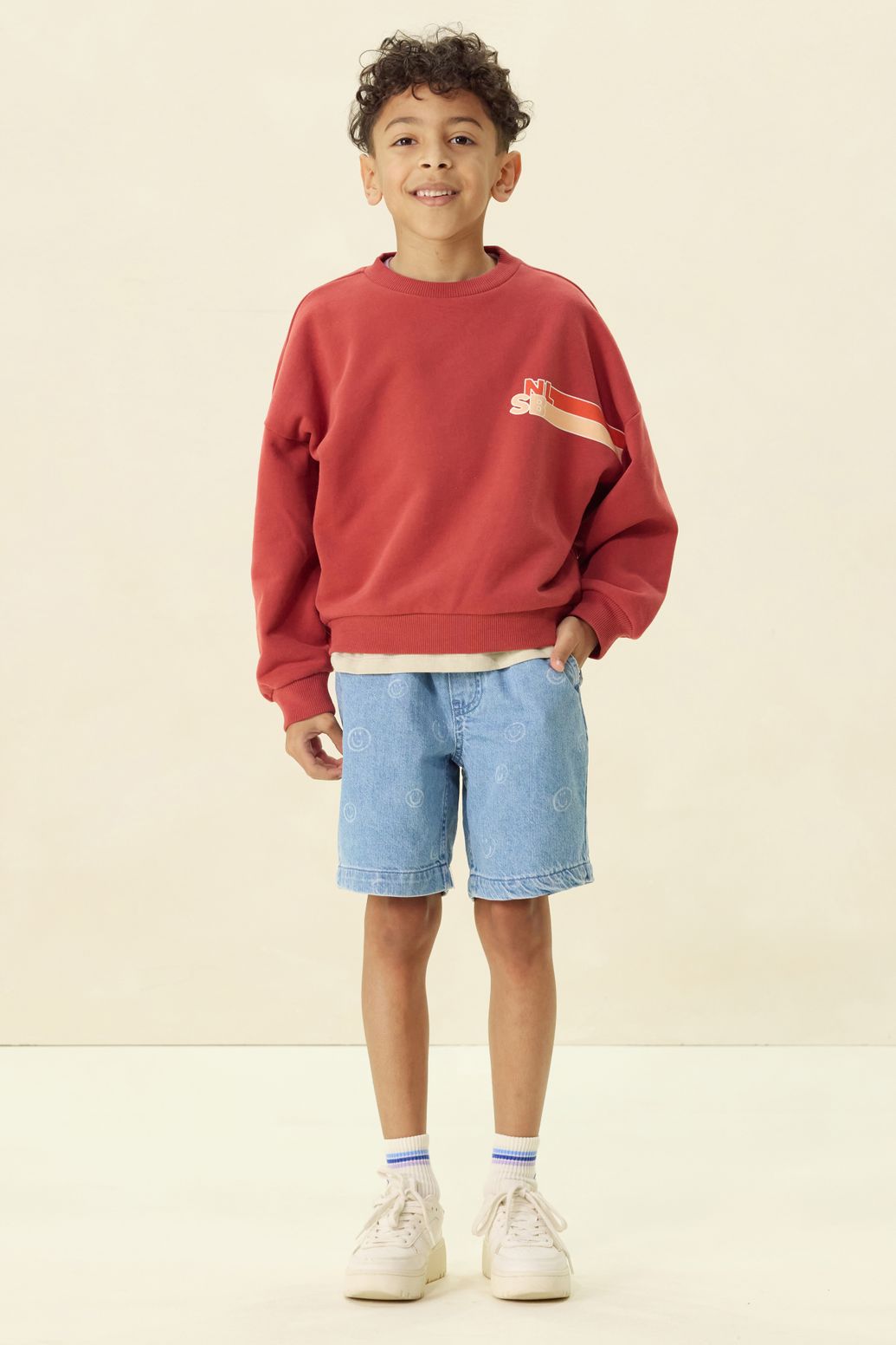 Sweat avec illustration - rouge foncé