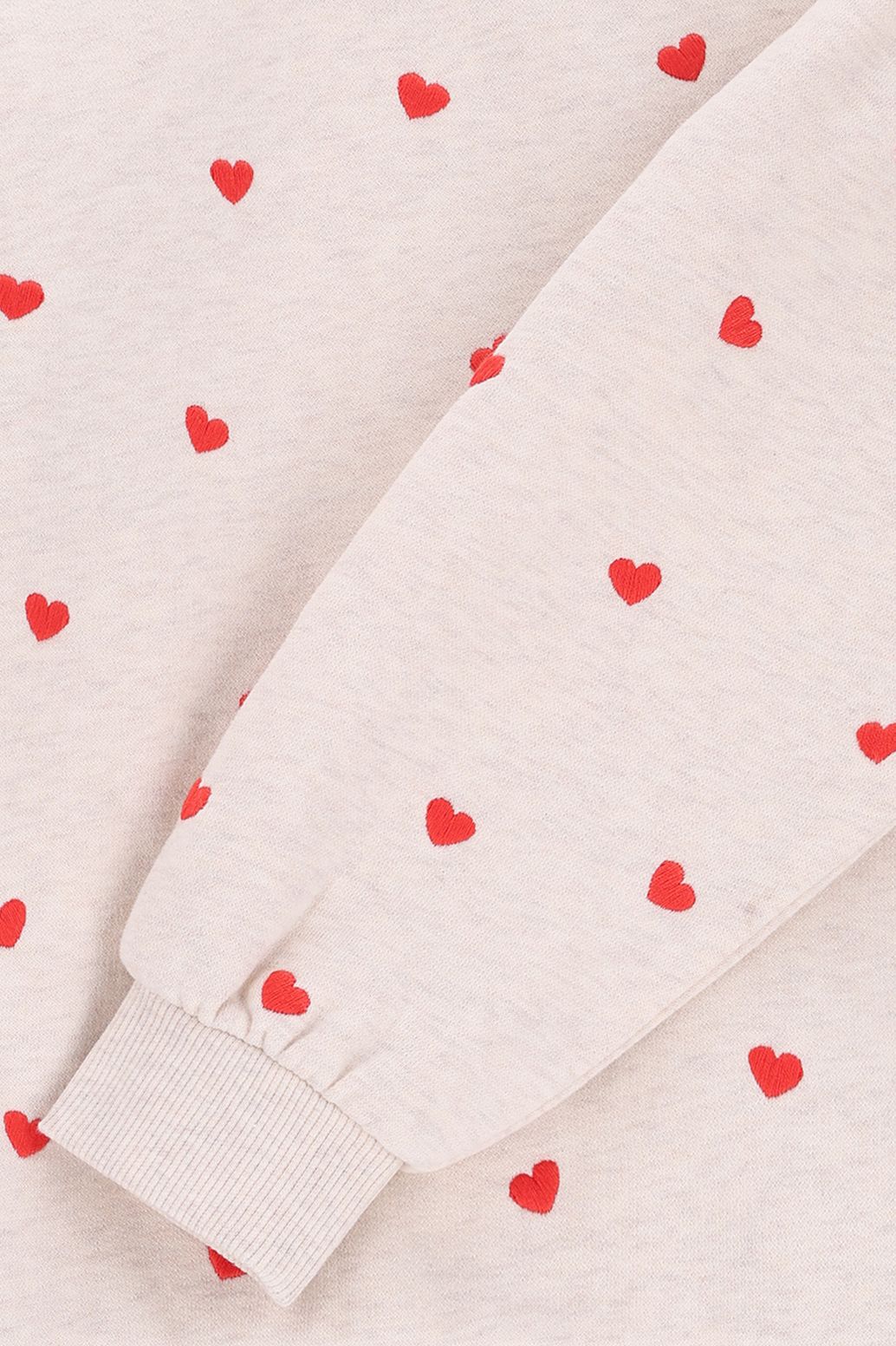 Sweater mit Herzstickerei - beige