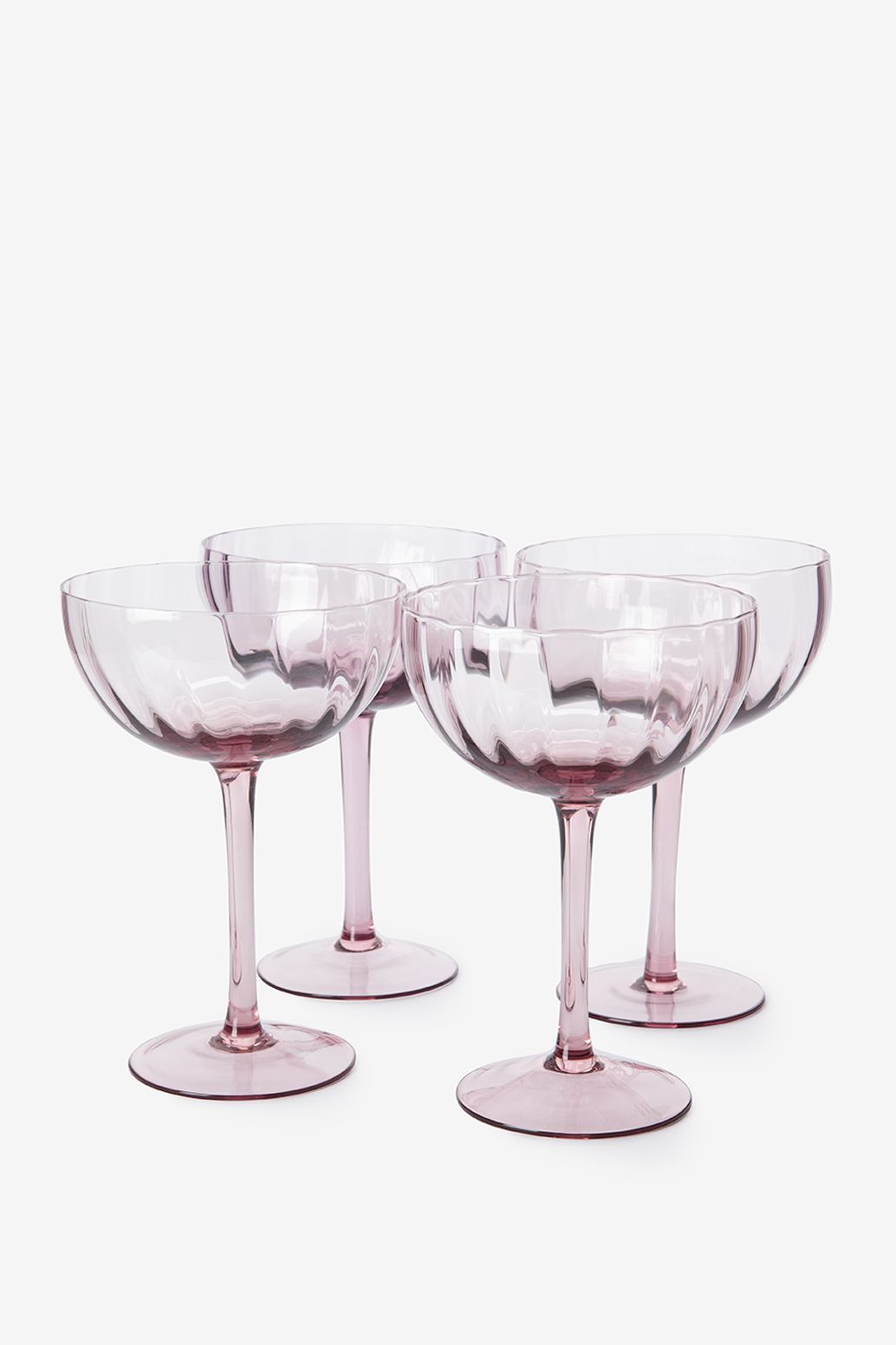 Verres à champagne aspect ondulé - violet clair