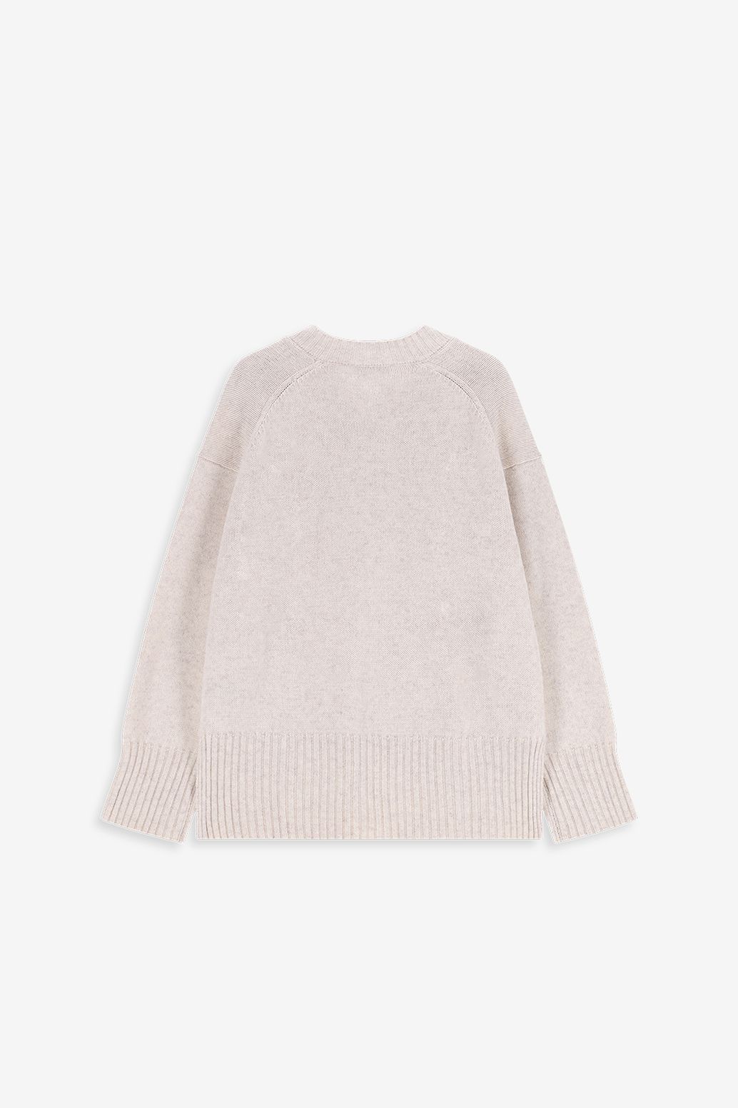 Beige gebreide trui met v-hals