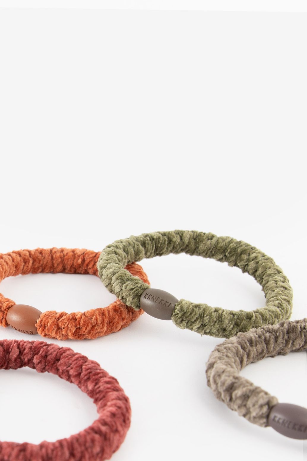 Kknekki multicolour gevlochten haarelastieken velvet