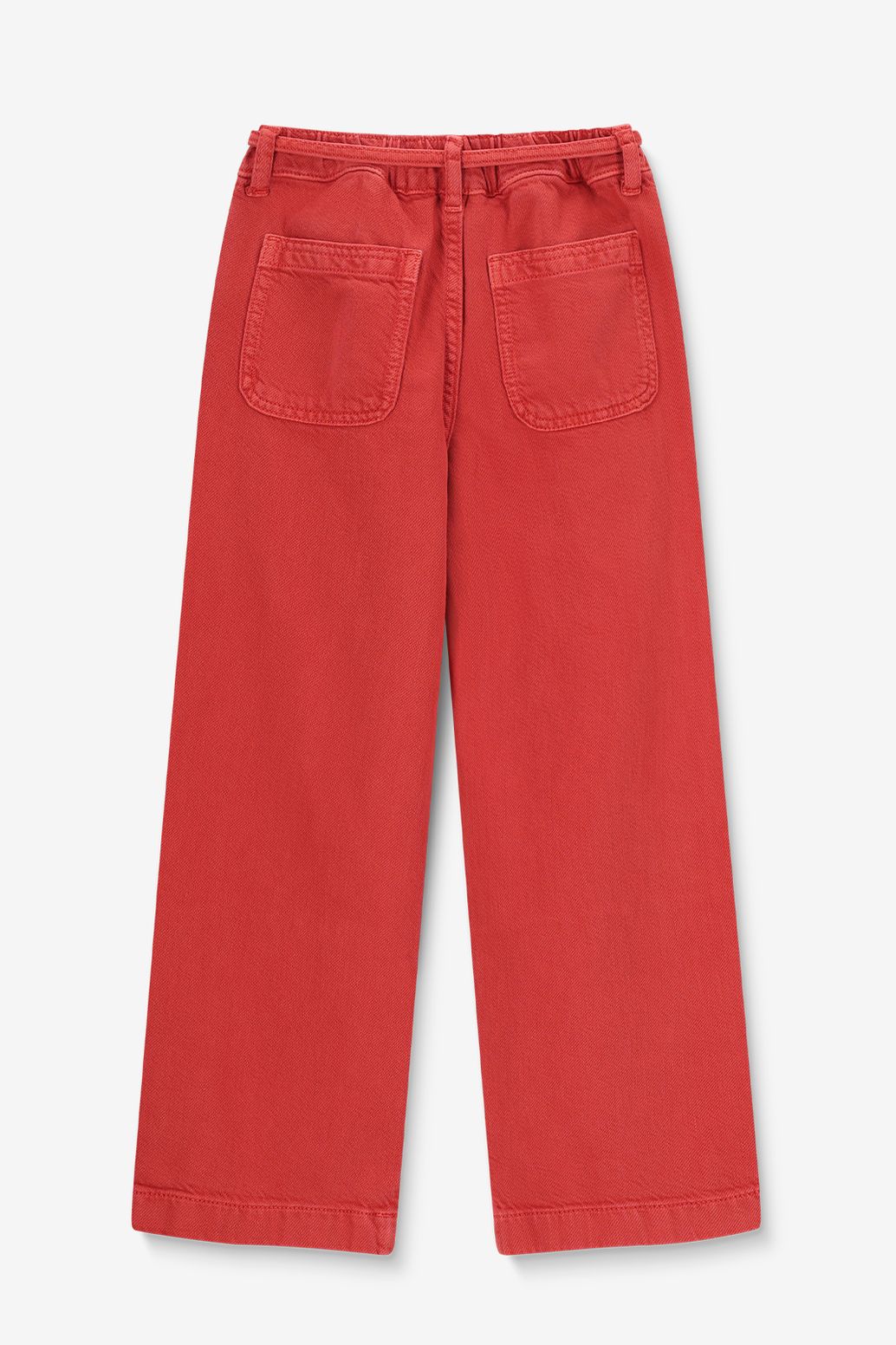 Lichtrode wide leg pull on broek