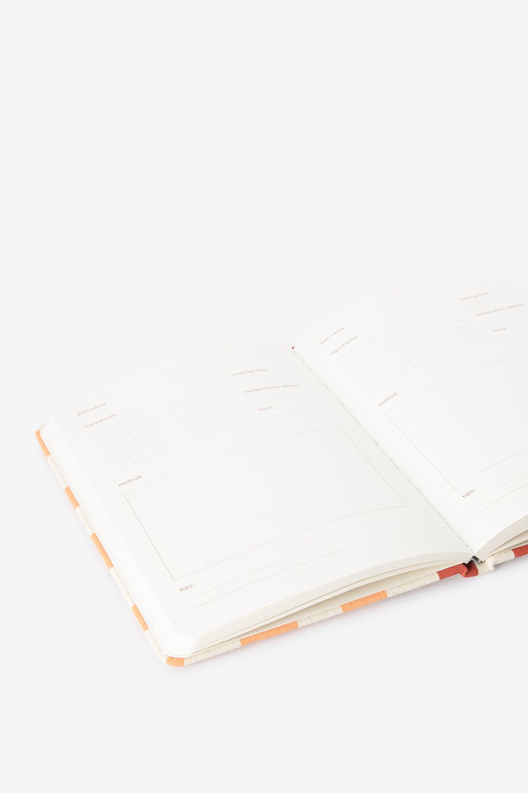 Oranje geblokt receptenboek