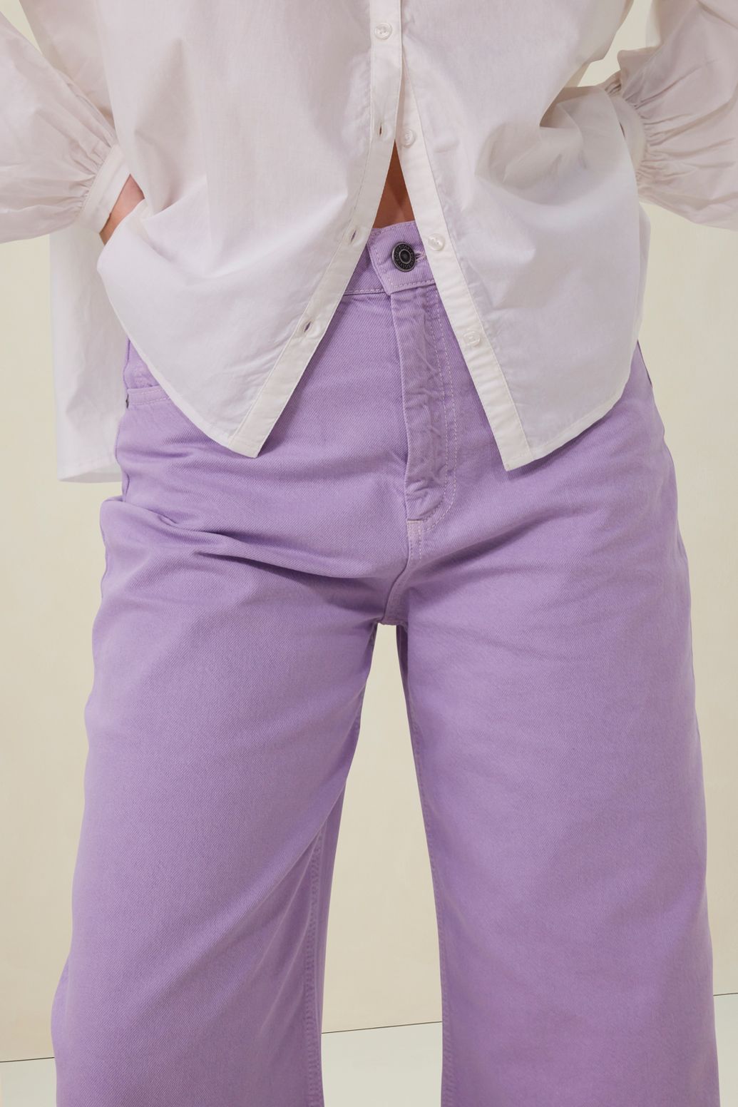 Jean jambes larges taille haute - violet clair