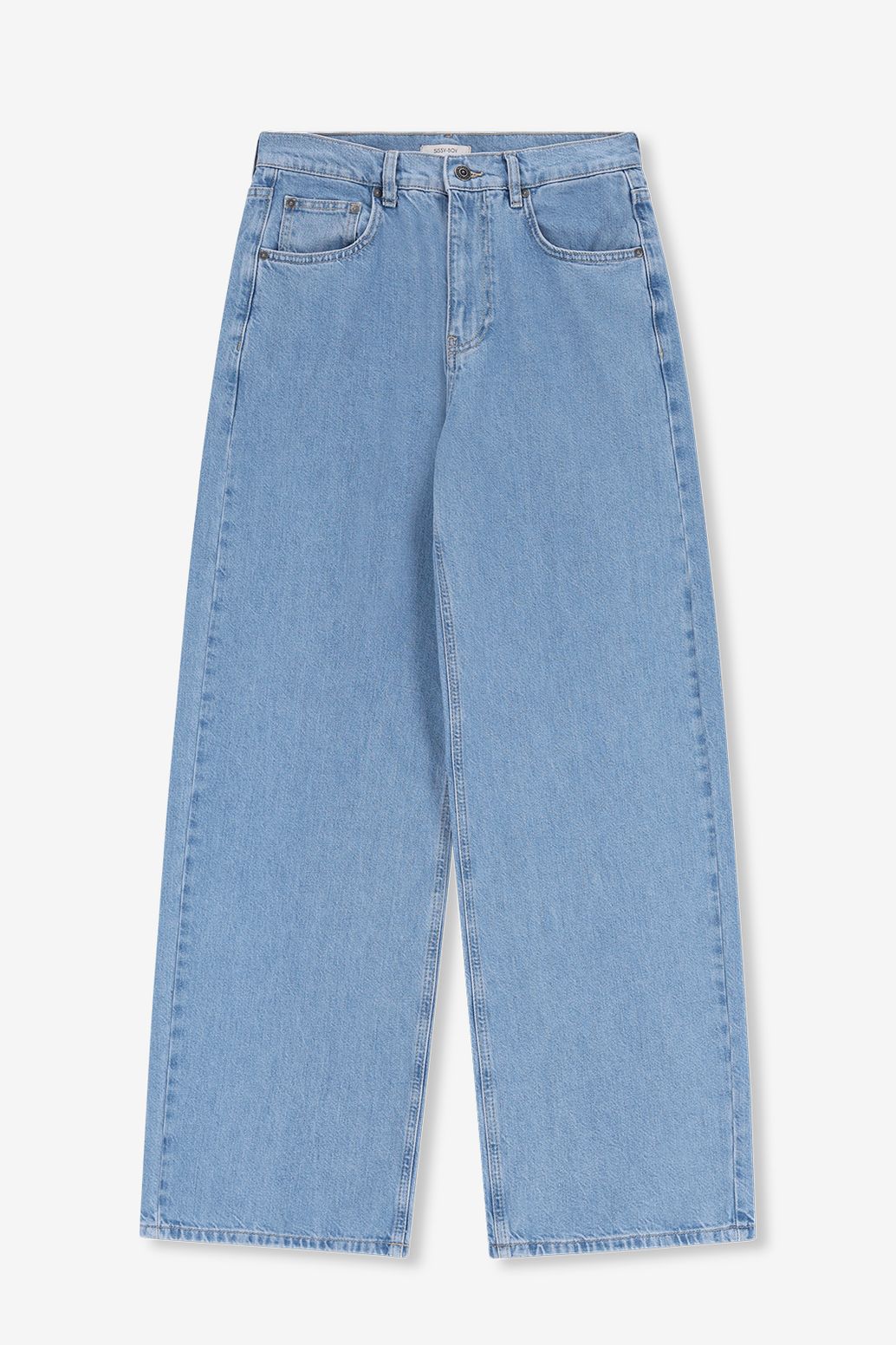 Blauwe high waist curved leg jeans