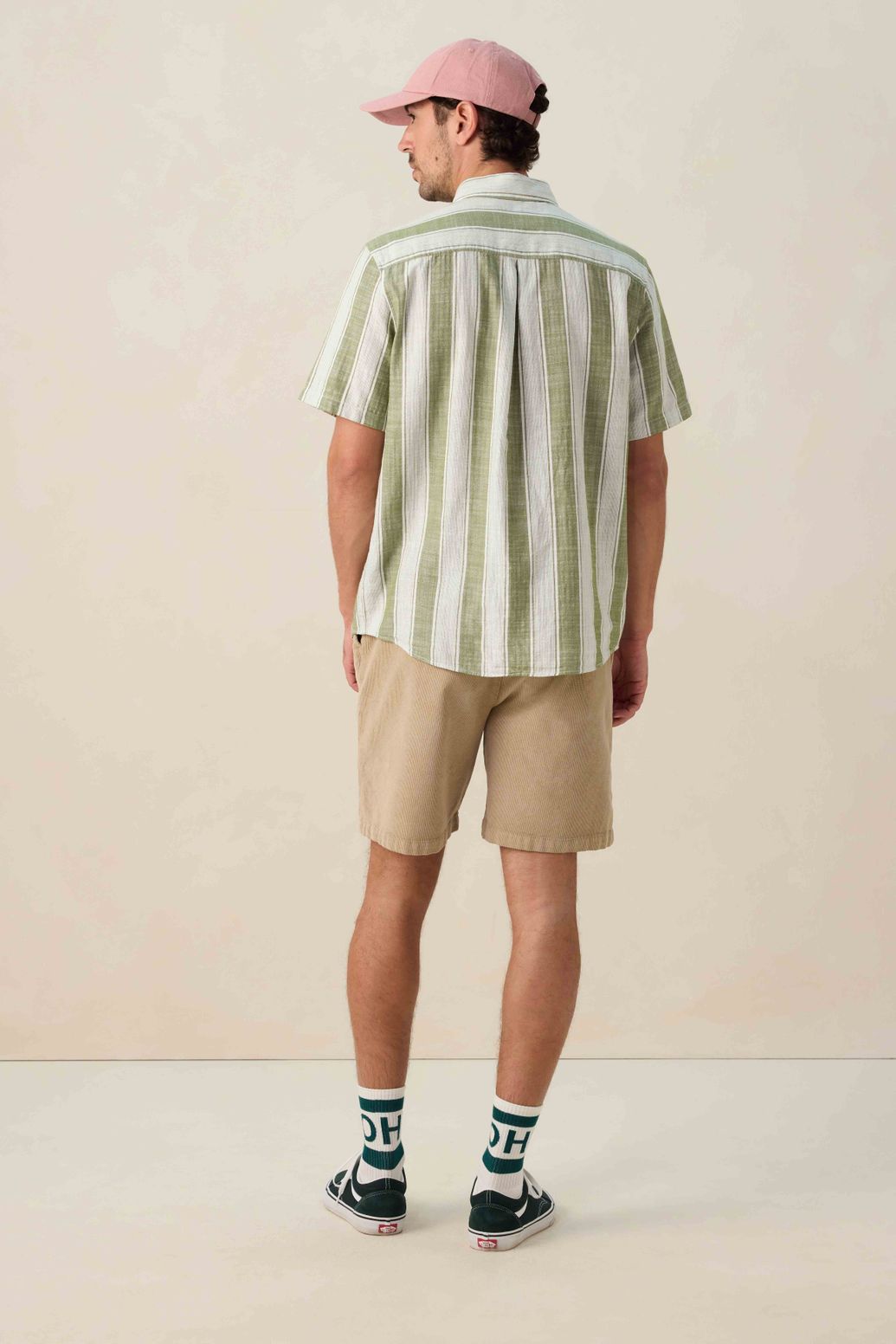 Gestreiftes Kurzarmhemd - grün