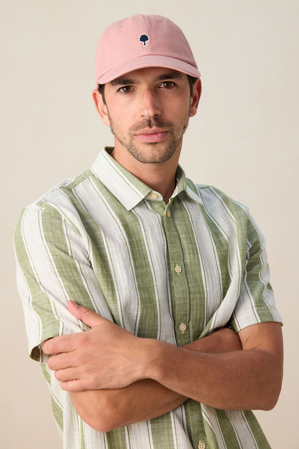 Gestreiftes Kurzarmhemd - grün