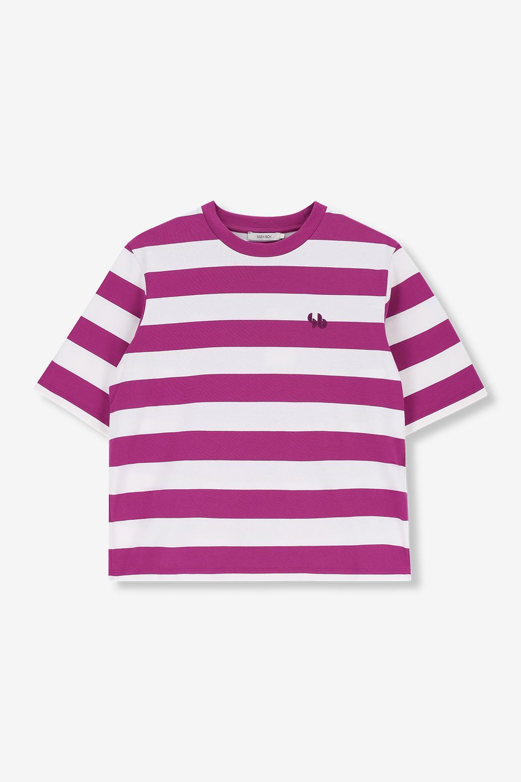 Paars met wit gestreept t-shirt
