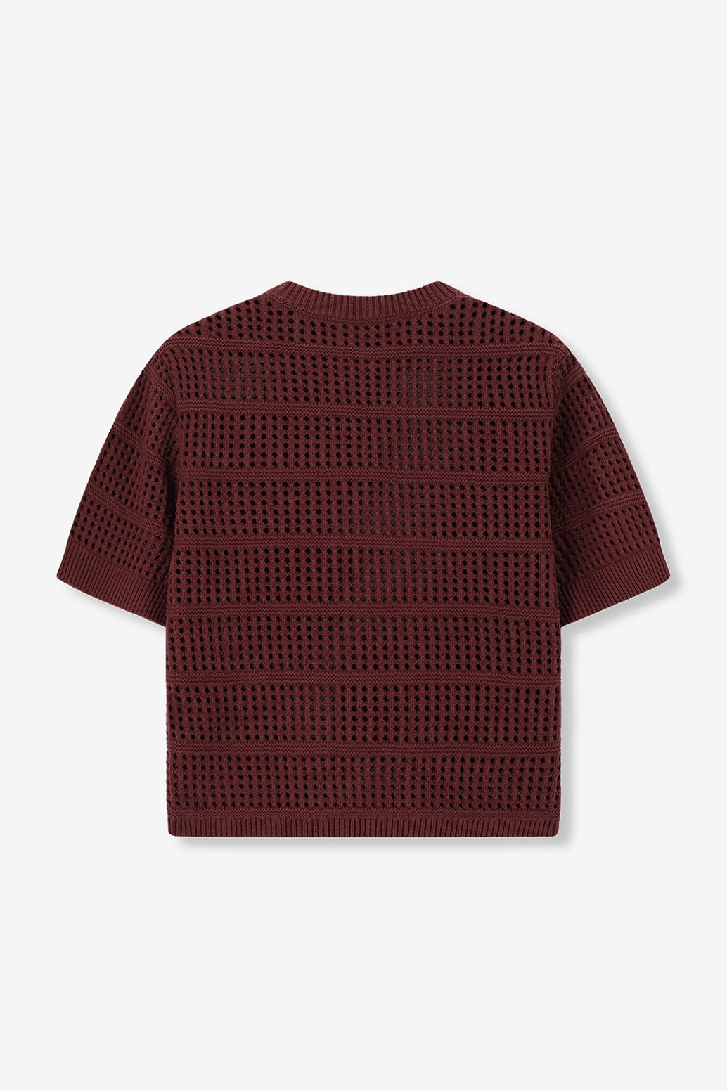 Strickpullover mit kurzem Arm - dunkelrot