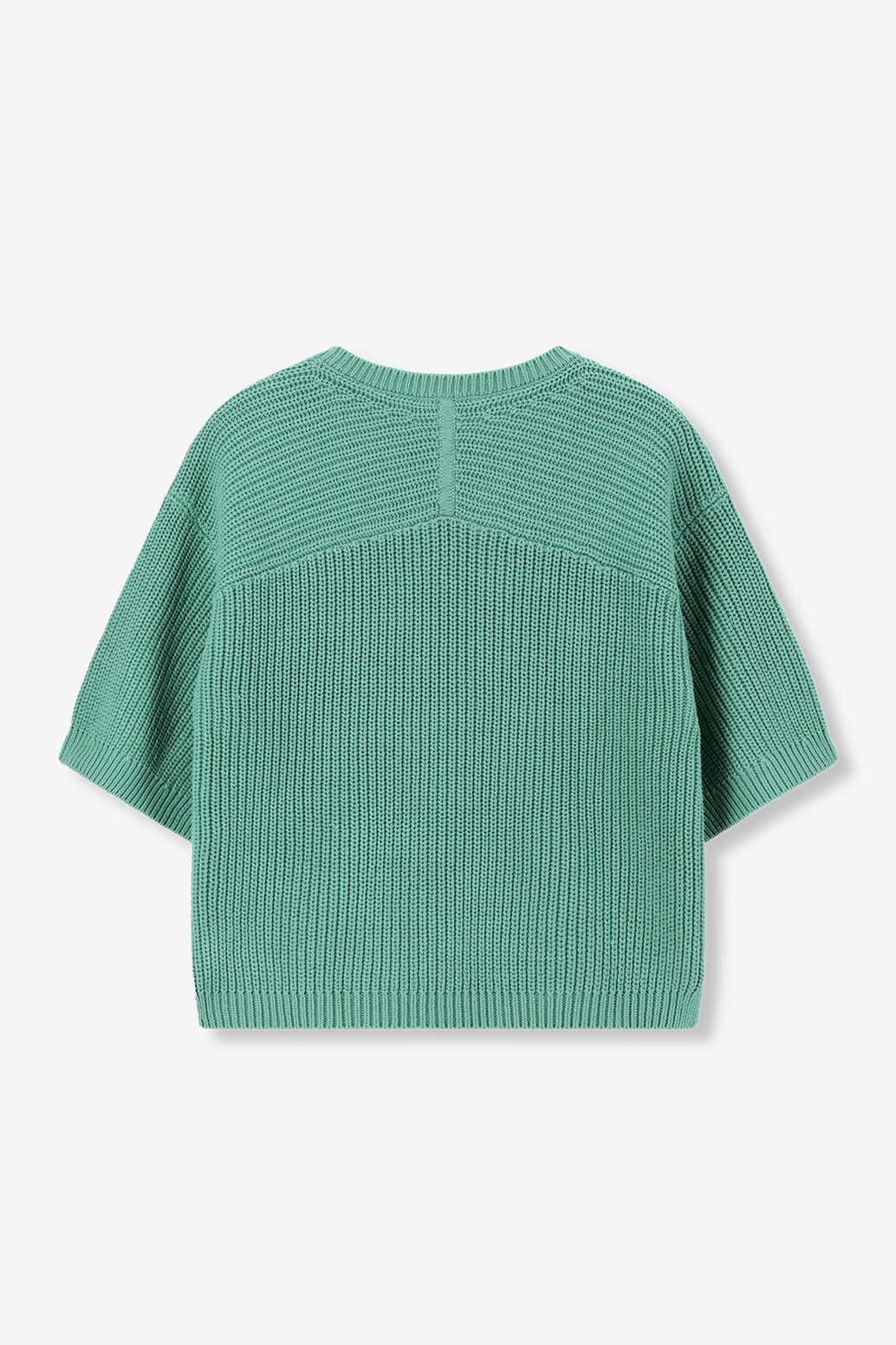 Groene gebreide trui met korte mouwen