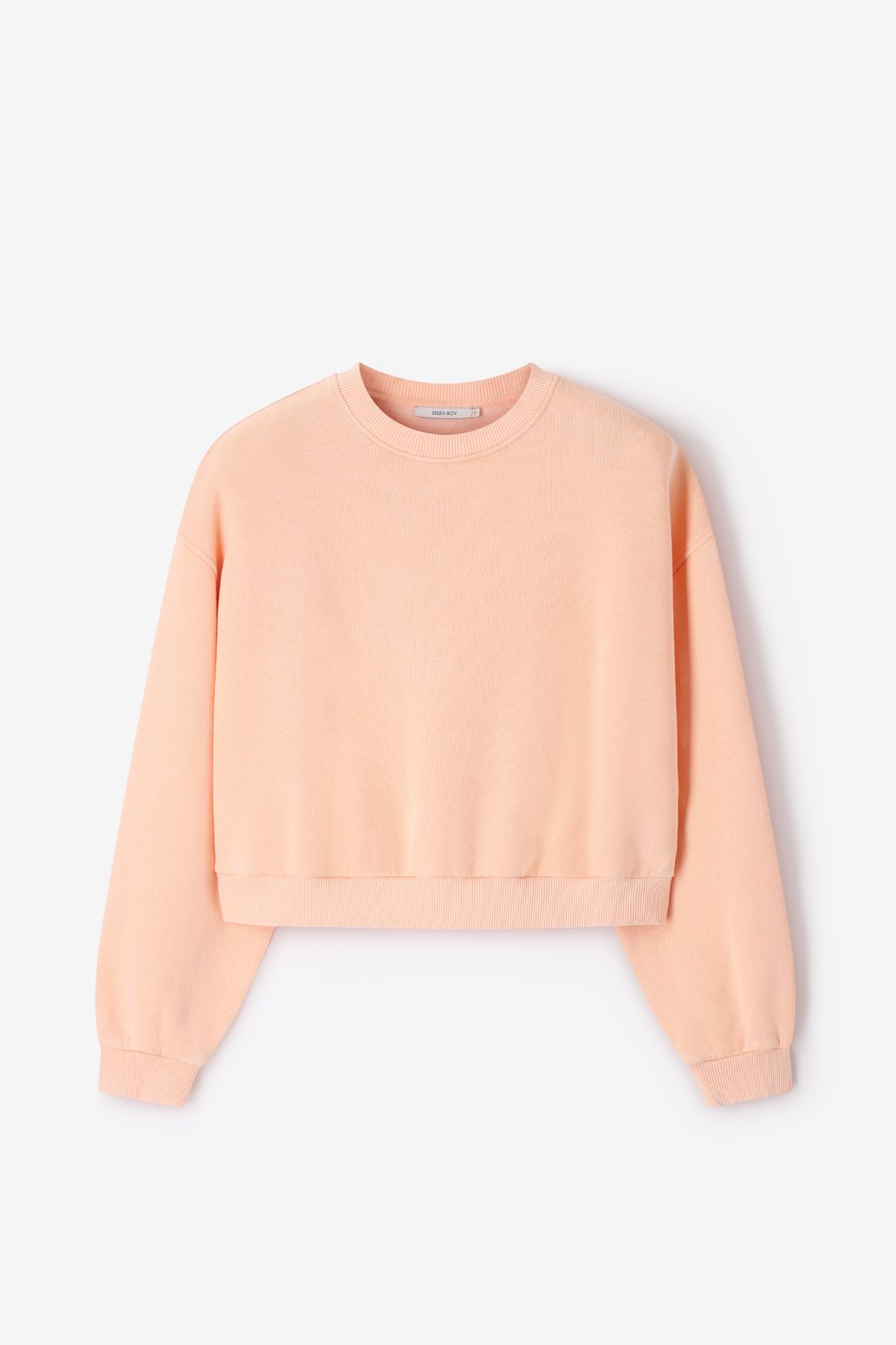 Lichtoranje sweater met pofmouwen