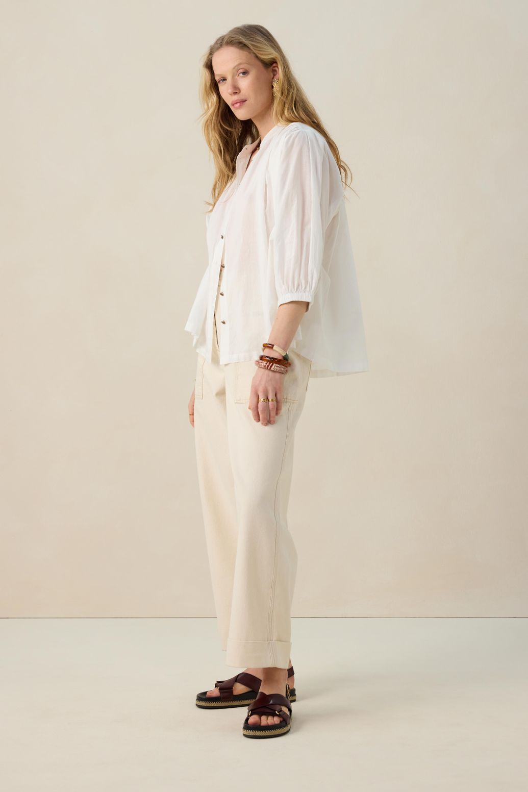 Bluse mit Puffärmeln - weiß