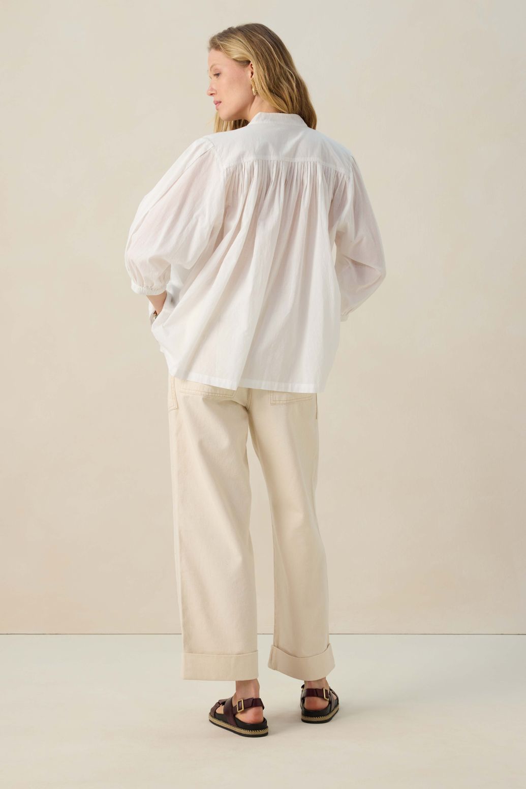 Bluse mit Puffärmeln - weiß