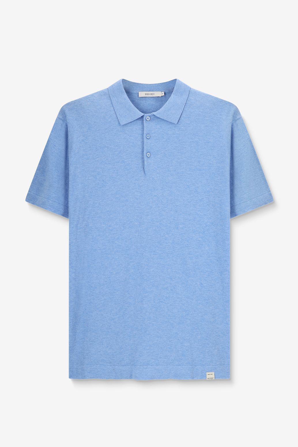 Blauwe gebreide polo