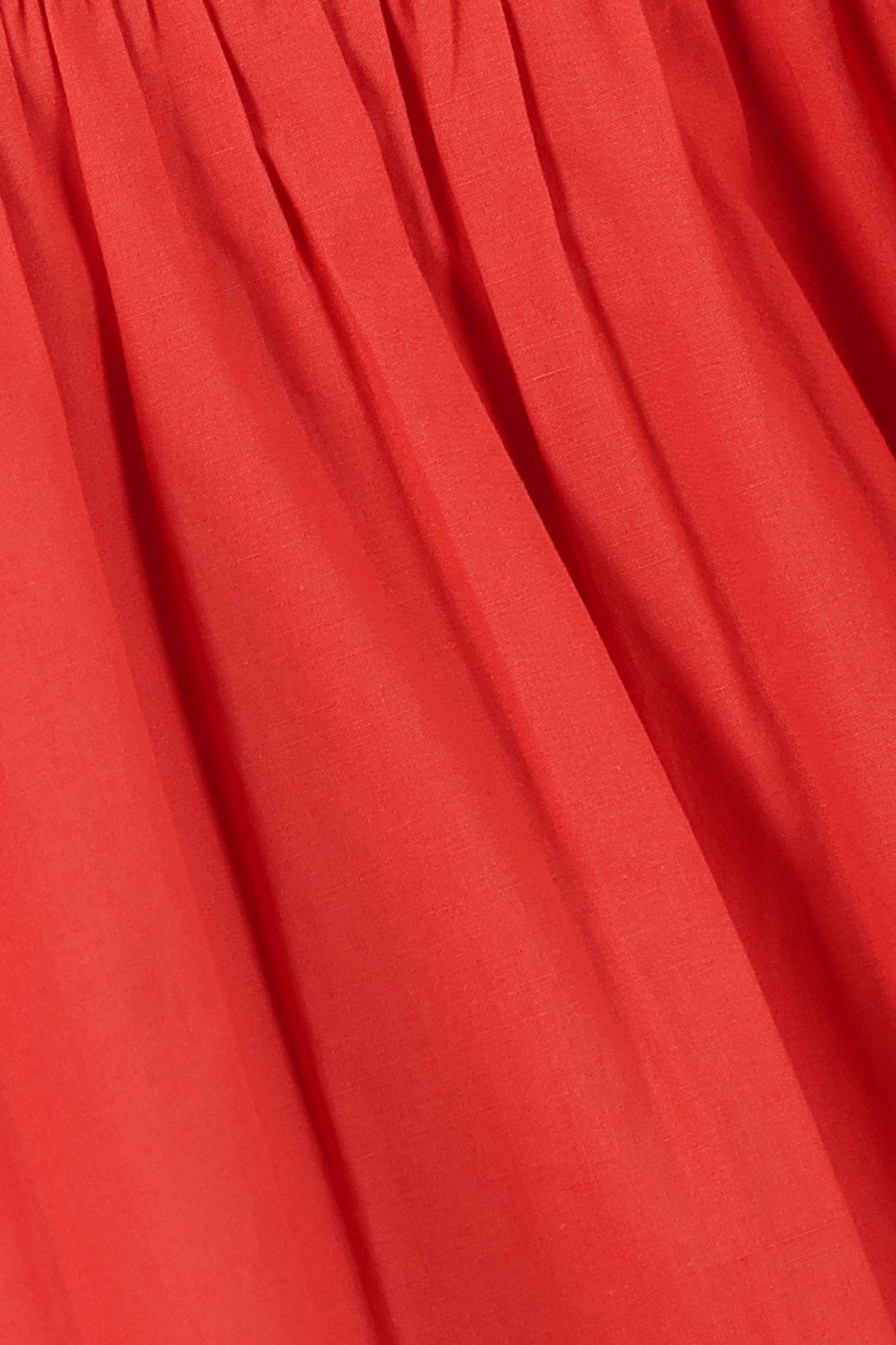 Rode jurk met pofmouwen