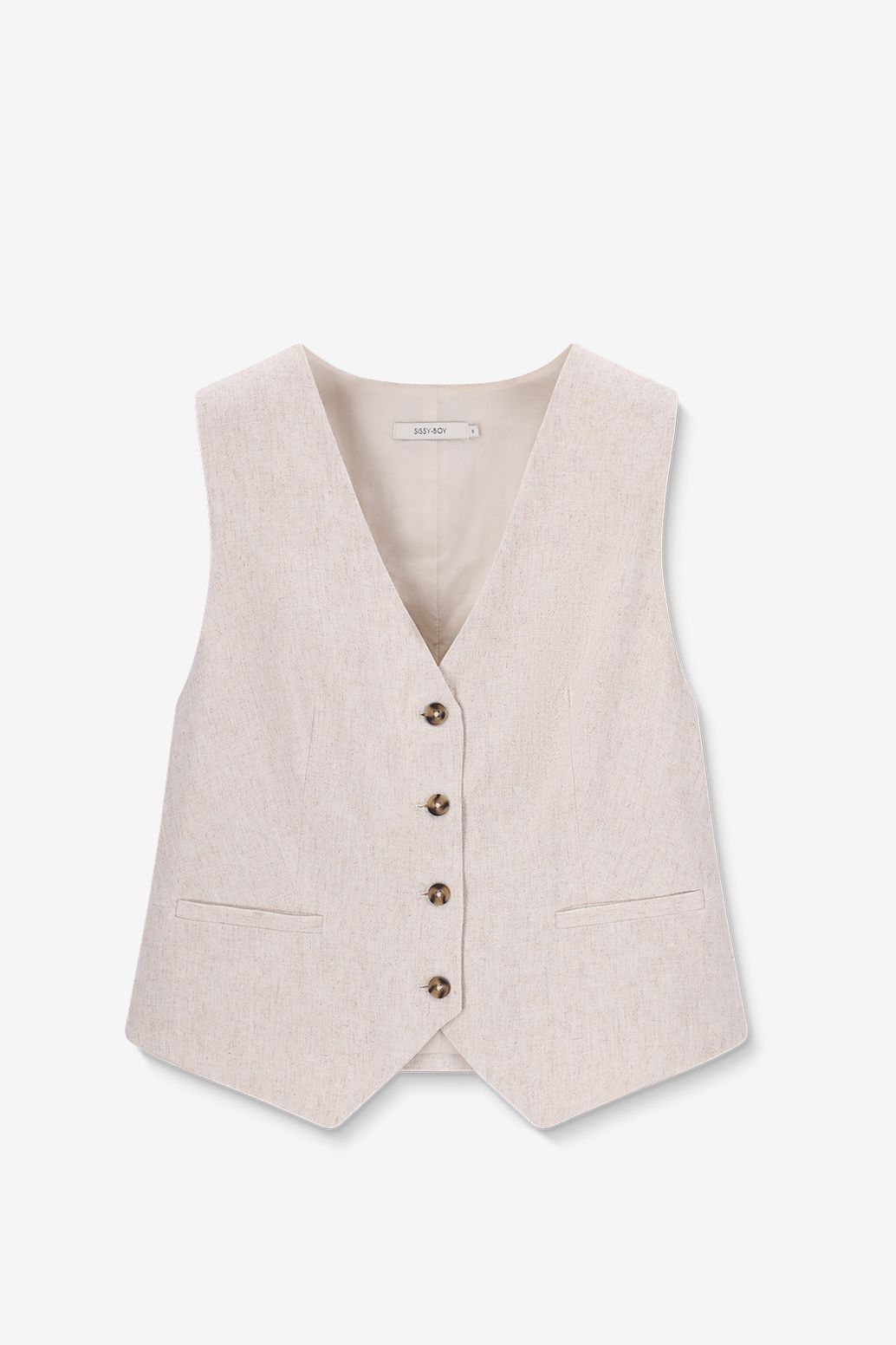 Beige linnen gilet