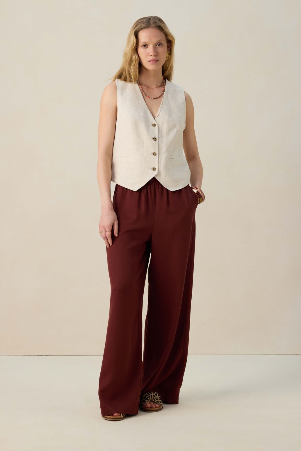 Gilet sans manches en lin - beige